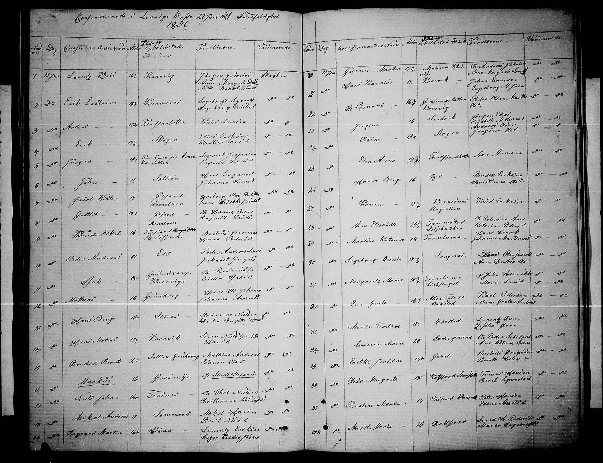 Lenvik sokneprestembete, SATØ/S-1310/H/Ha/Hab/L0003klokker: Parish register (copy) no. 3, 1844-1858, p. 124