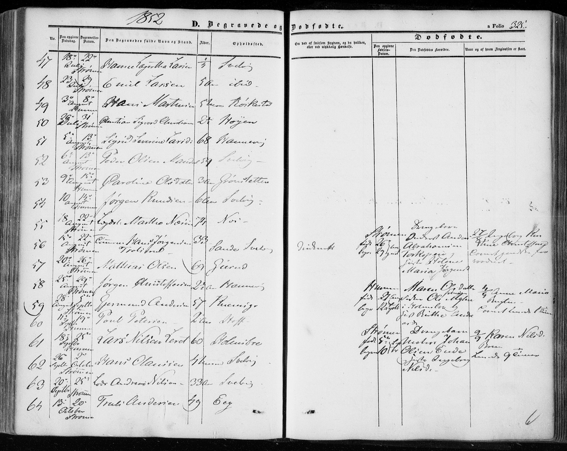 Hurum kirkebøker, SAKO/A-229/F/Fa/L0011: Parish register (official) no. 11, 1847-1860, p. 325