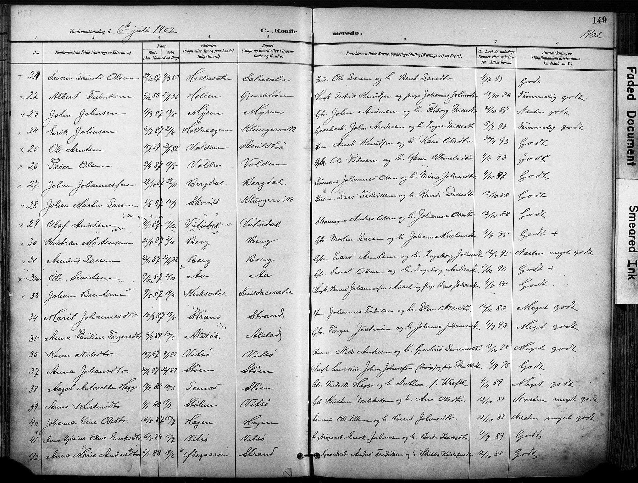 Ministerialprotokoller, klokkerbøker og fødselsregistre - Sør-Trøndelag, SAT/A-1456/630/L0497: Parish register (official) no. 630A10, 1896-1910, p. 149