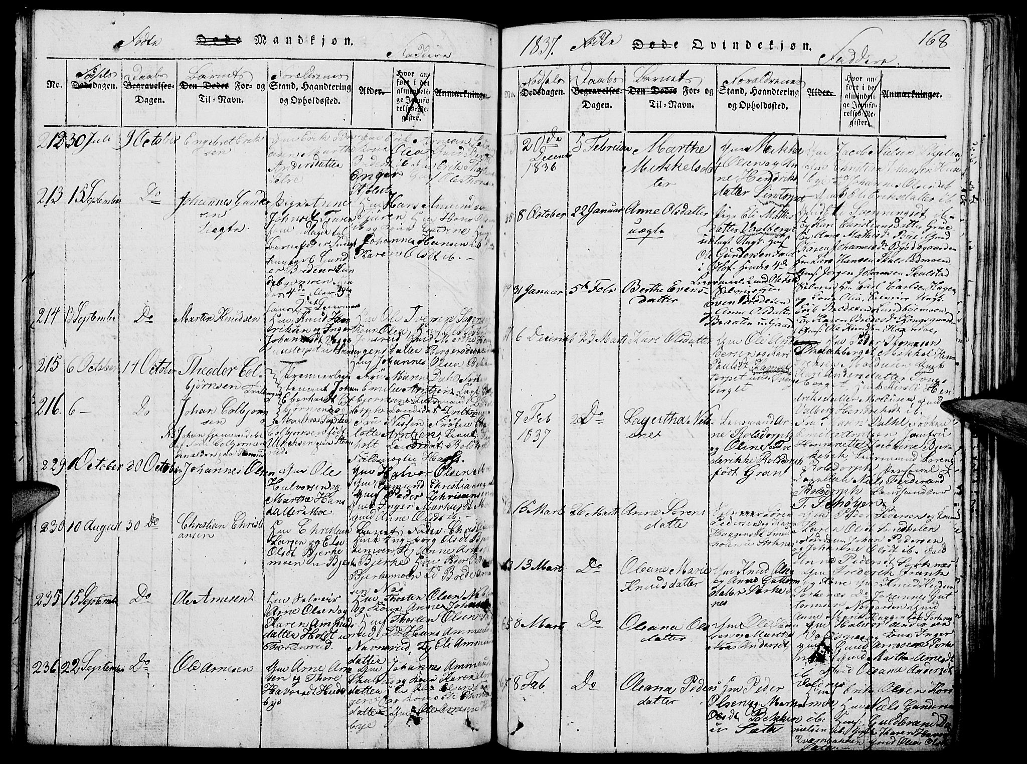 Grue prestekontor, AV/SAH-PREST-036/H/Ha/Hab/L0002: Parish register (copy) no. 2, 1815-1841, p. 168