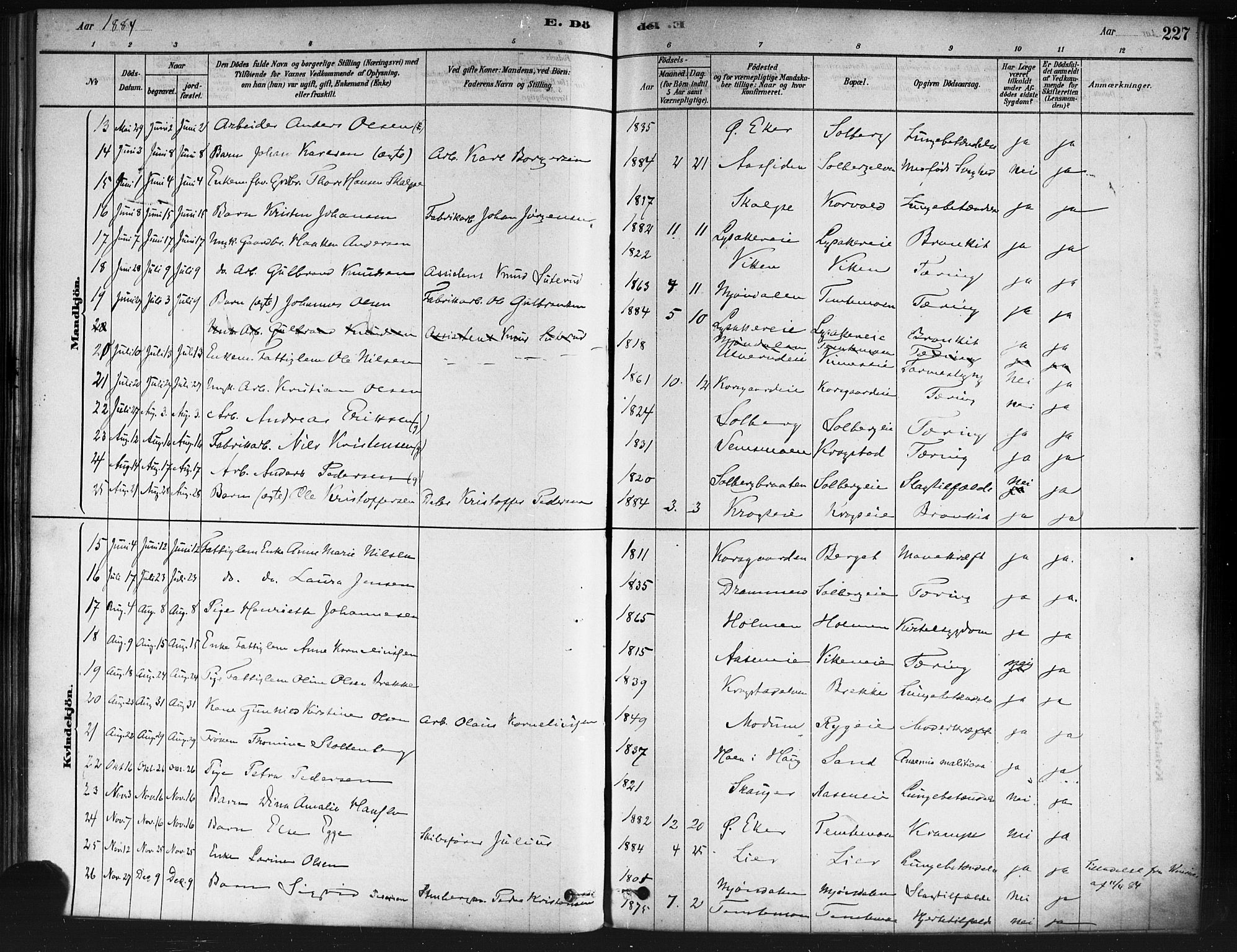 Nedre Eiker kirkebøker, SAKO/A-612/F/Fa/L0002: Parish register (official) no. 2, 1878-1885, p. 227