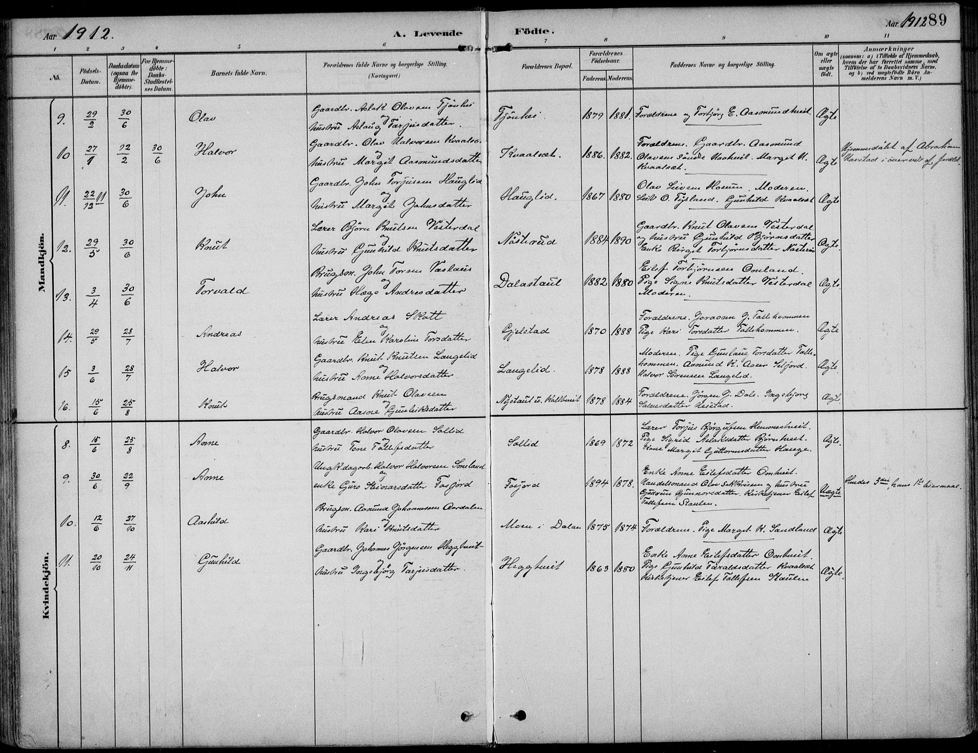Kviteseid kirkebøker, AV/SAKO-A-276/F/Fb/L0002: Parish register (official) no. II 2, 1882-1916, p. 89
