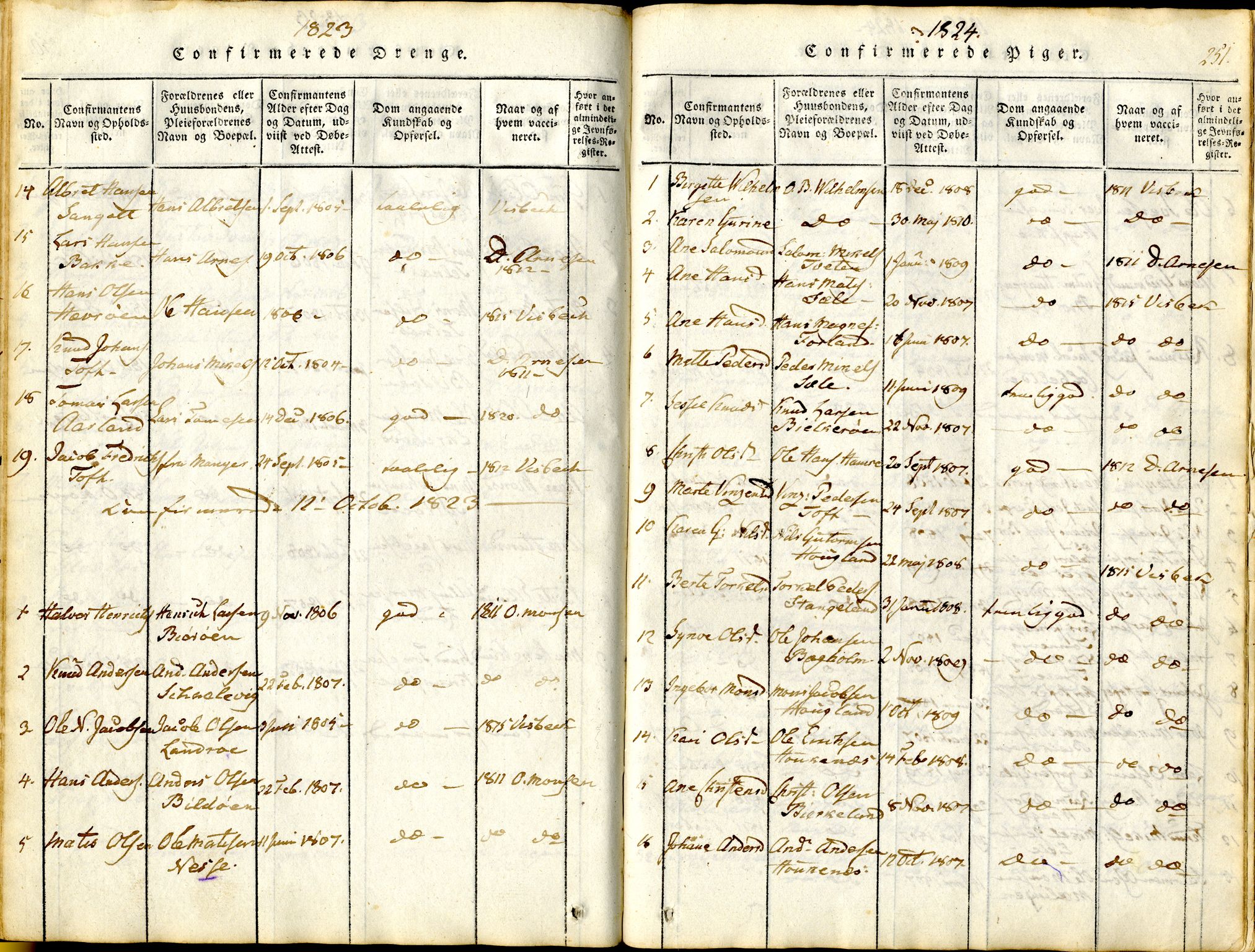 Sund sokneprestembete, SAB/A-99930: Parish register (official) no. A 11, 1814-1825, p. 251