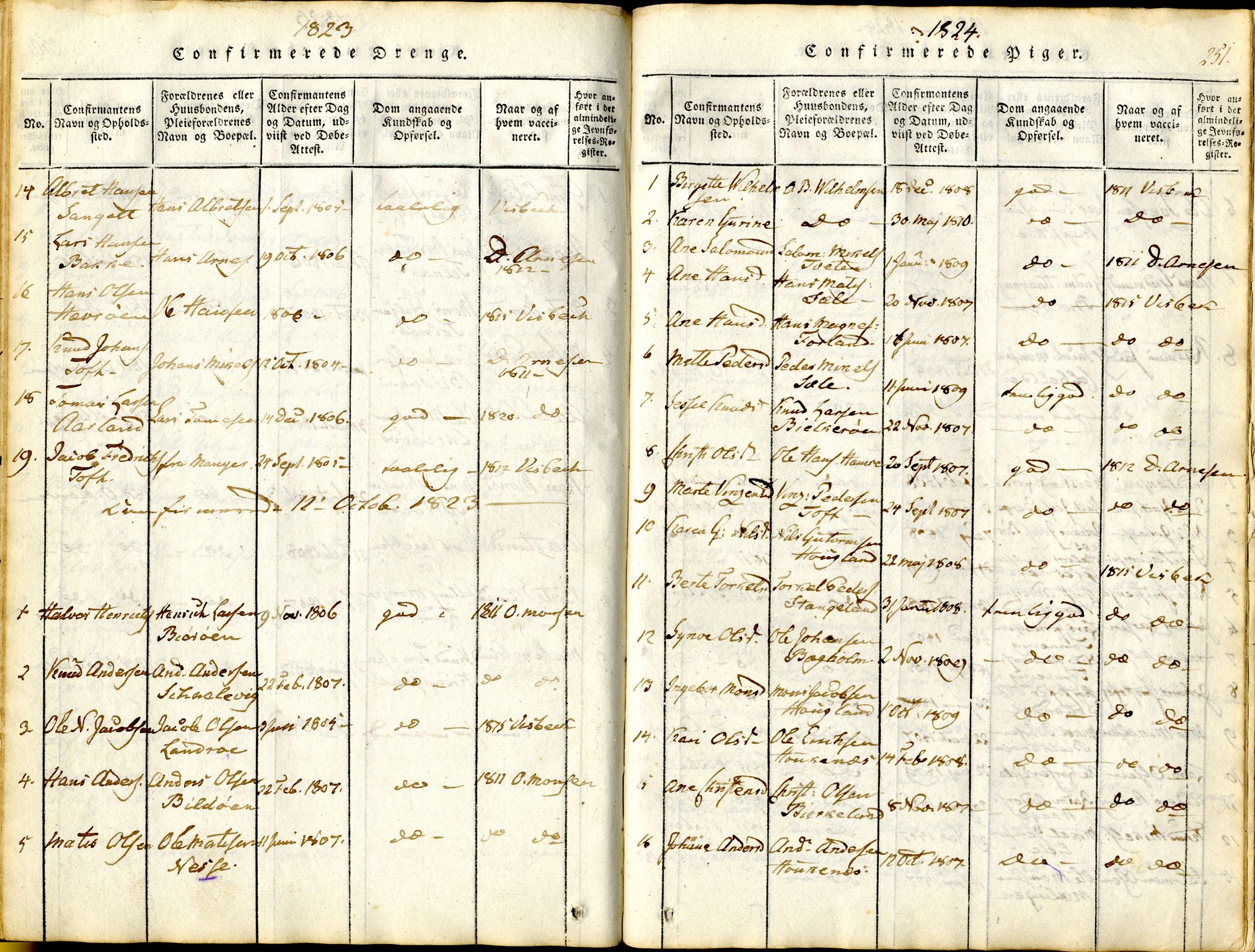 Sund sokneprestembete, AV/SAB-A-99930: Parish register (official) no. A 11, 1814-1825, p. 251