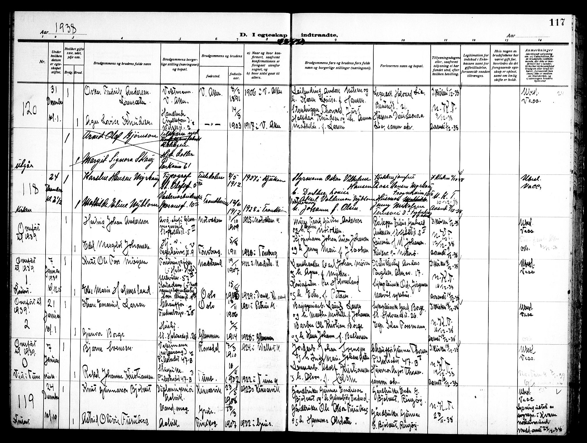 Trefoldighet prestekontor Kirkebøker, AV/SAO-A-10882/H/Ha/L0005: Banns register no. 5, 1932-1952, p. 117