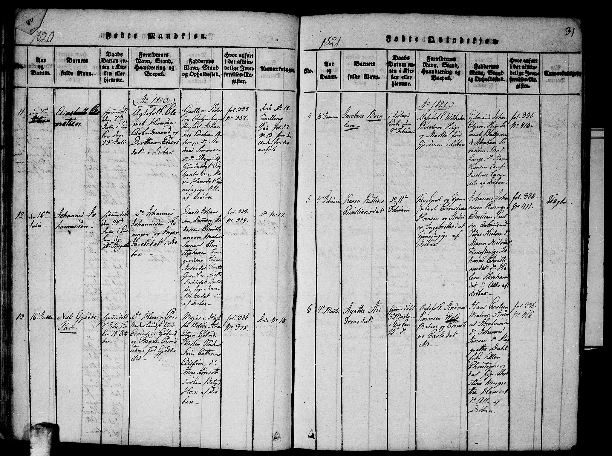 Drøbak prestekontor Kirkebøker, AV/SAO-A-10142a/F/Fa/L0001: Parish register (official) no. I 1, 1816-1842, p. 31