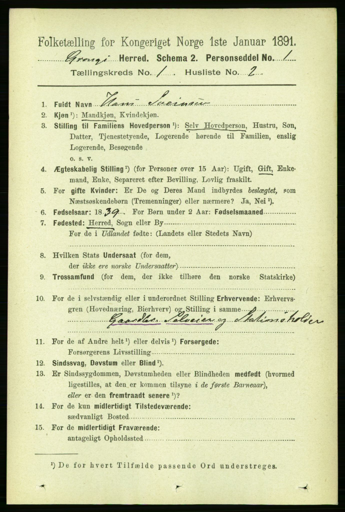 RA, 1891 census for 1742 Grong, 1891, p. 135