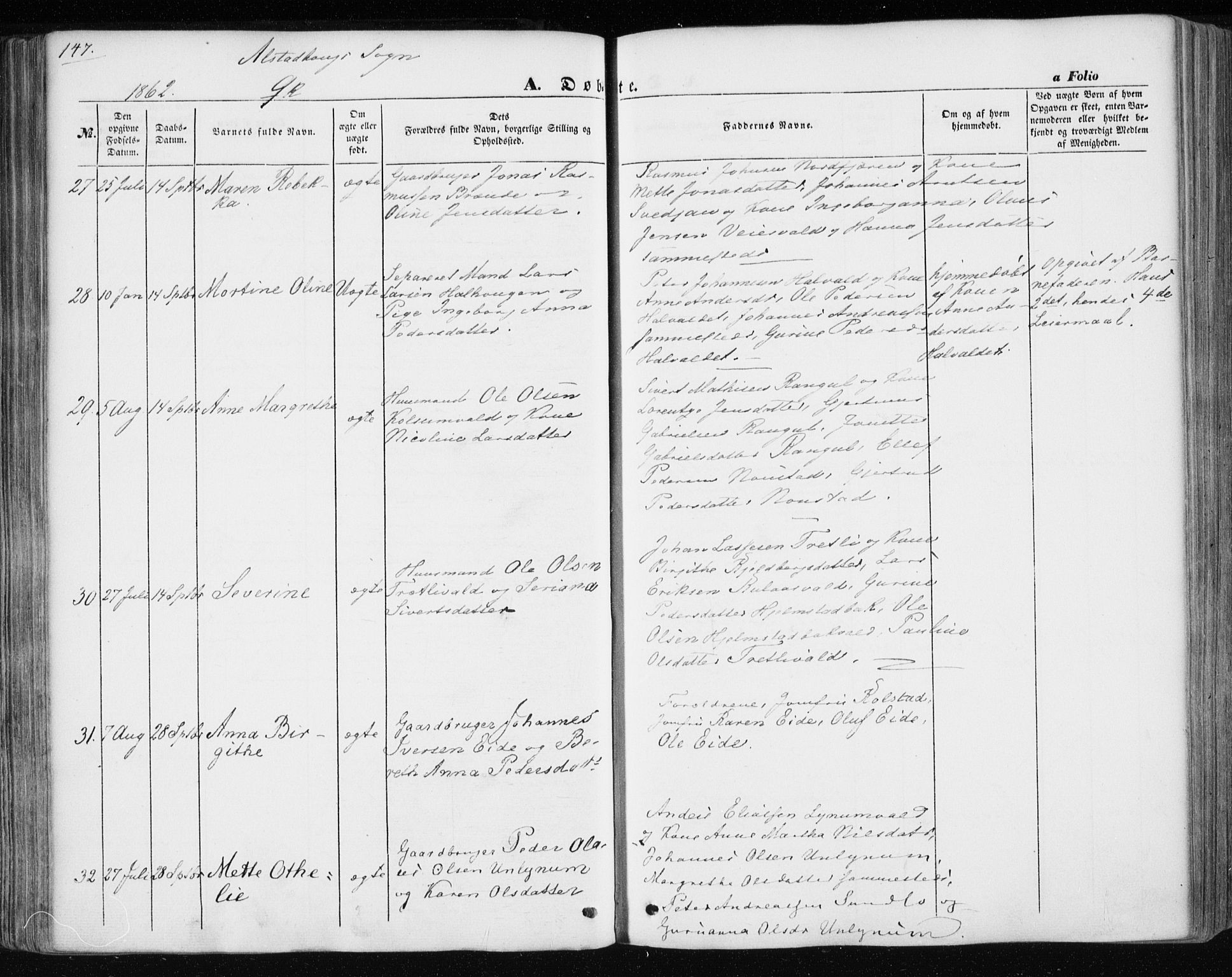 Ministerialprotokoller, klokkerbøker og fødselsregistre - Nord-Trøndelag, SAT/A-1458/717/L0154: Parish register (official) no. 717A07 /1, 1850-1862, p. 147