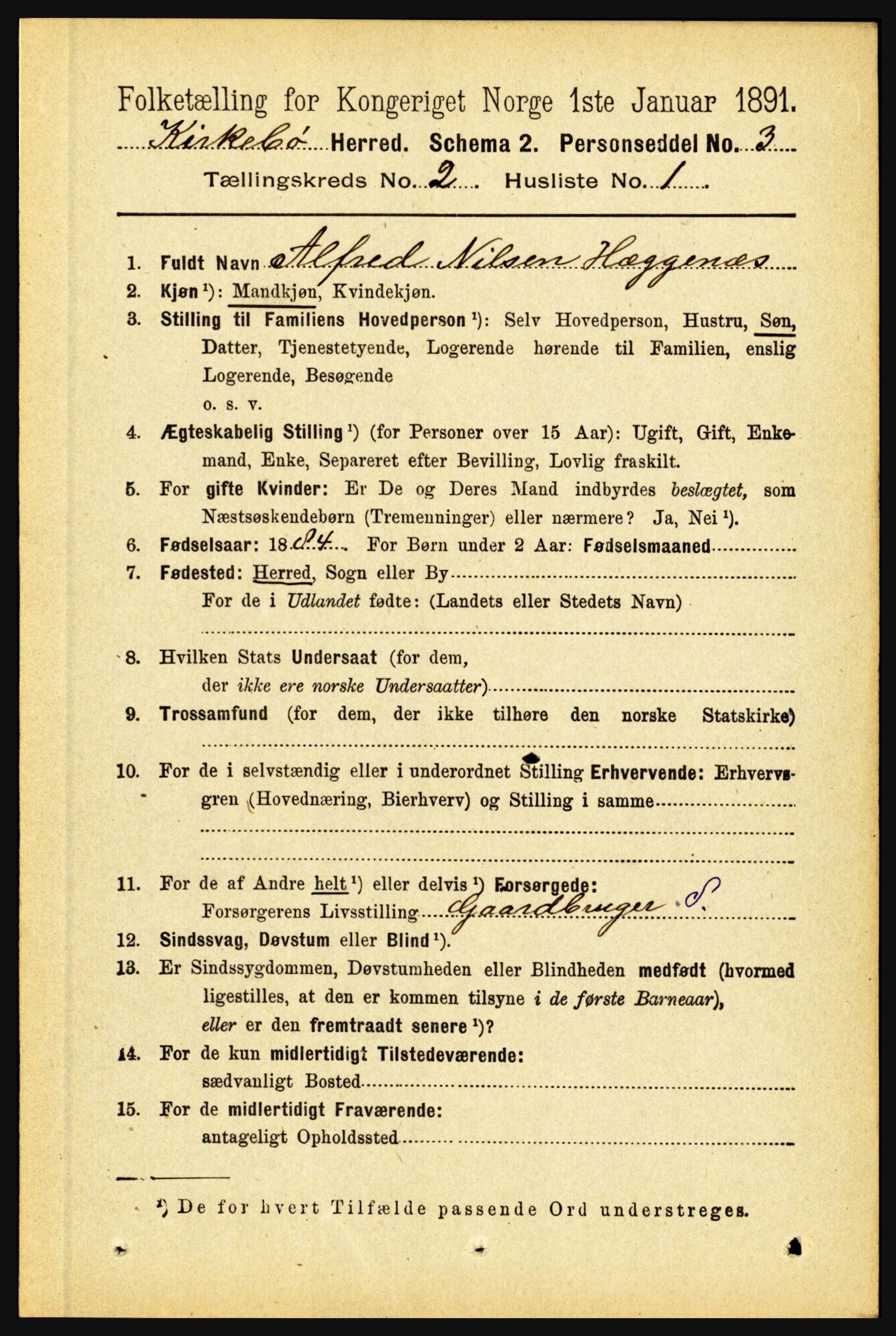 RA, 1891 census for 1416 Kyrkjebø, 1891, p. 308