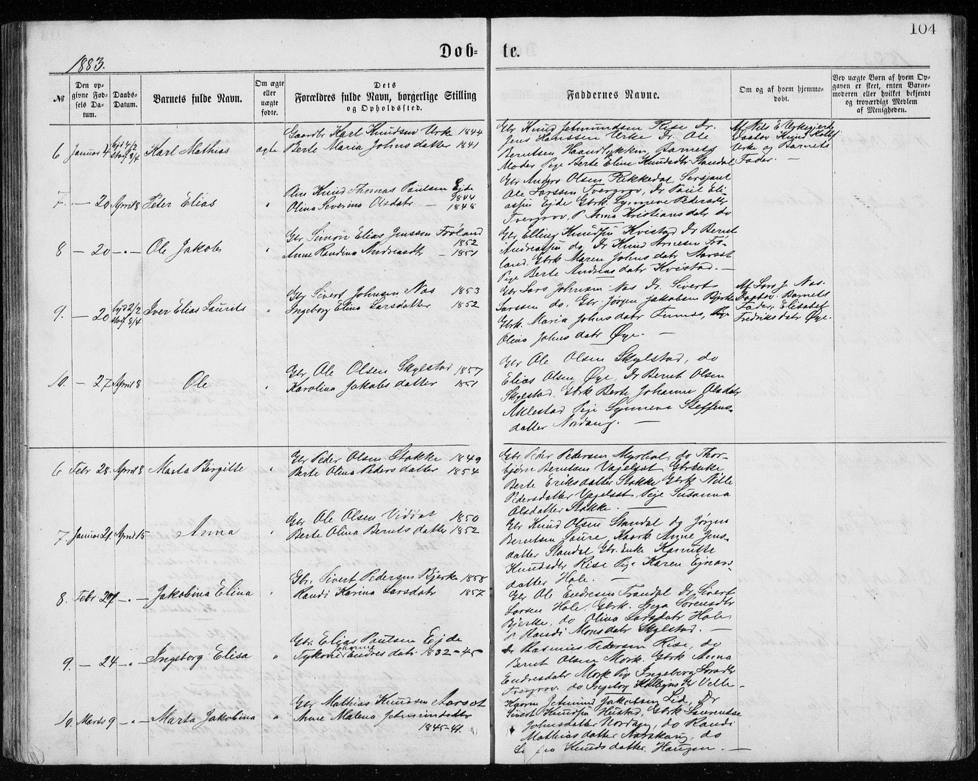 Ministerialprotokoller, klokkerbøker og fødselsregistre - Møre og Romsdal, AV/SAT-A-1454/515/L0214: Parish register (copy) no. 515C01, 1865-1883, p. 104