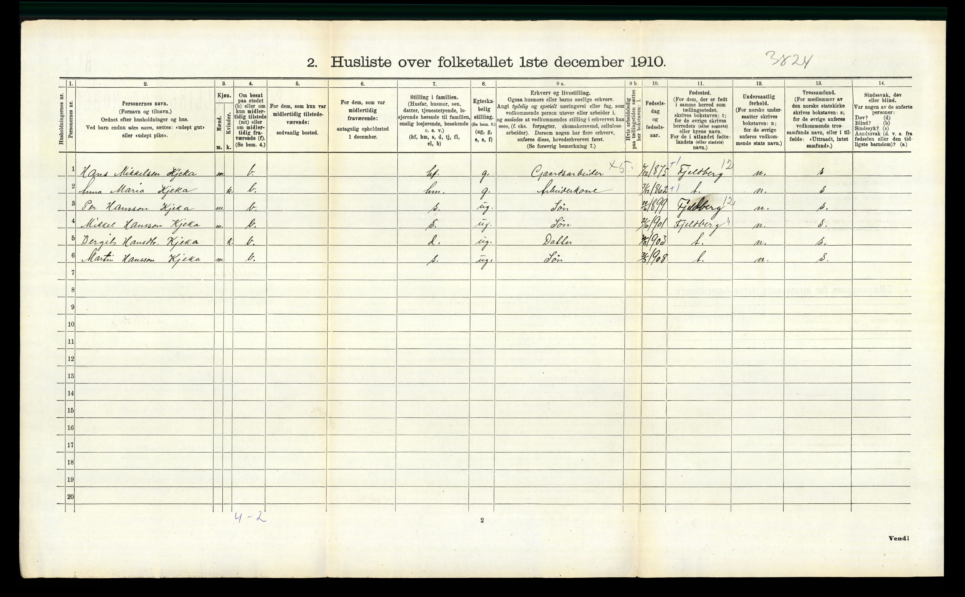 RA, 1910 census for Ullensvang, 1910, p. 824