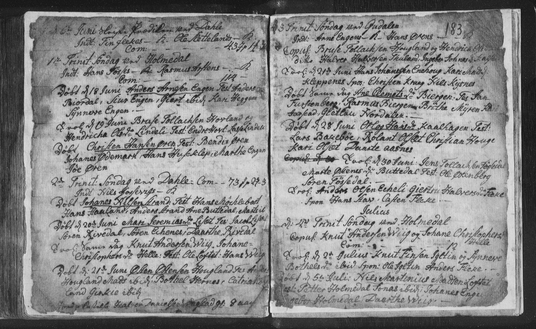 Fjaler sokneprestembete, SAB/A-79801/H/Haa/Haaa/L0002: Parish register (official) no. A 2, 1779-1798, p. 183