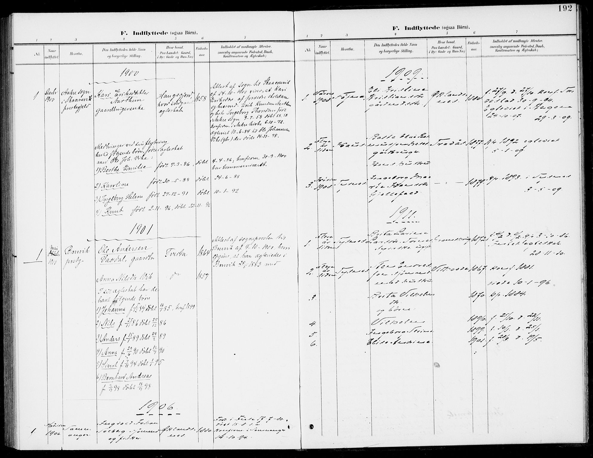 Sveio Sokneprestembete, SAB/A-78501/H/Haa: Parish register (official) no. C 3, 1899-1916, p. 192