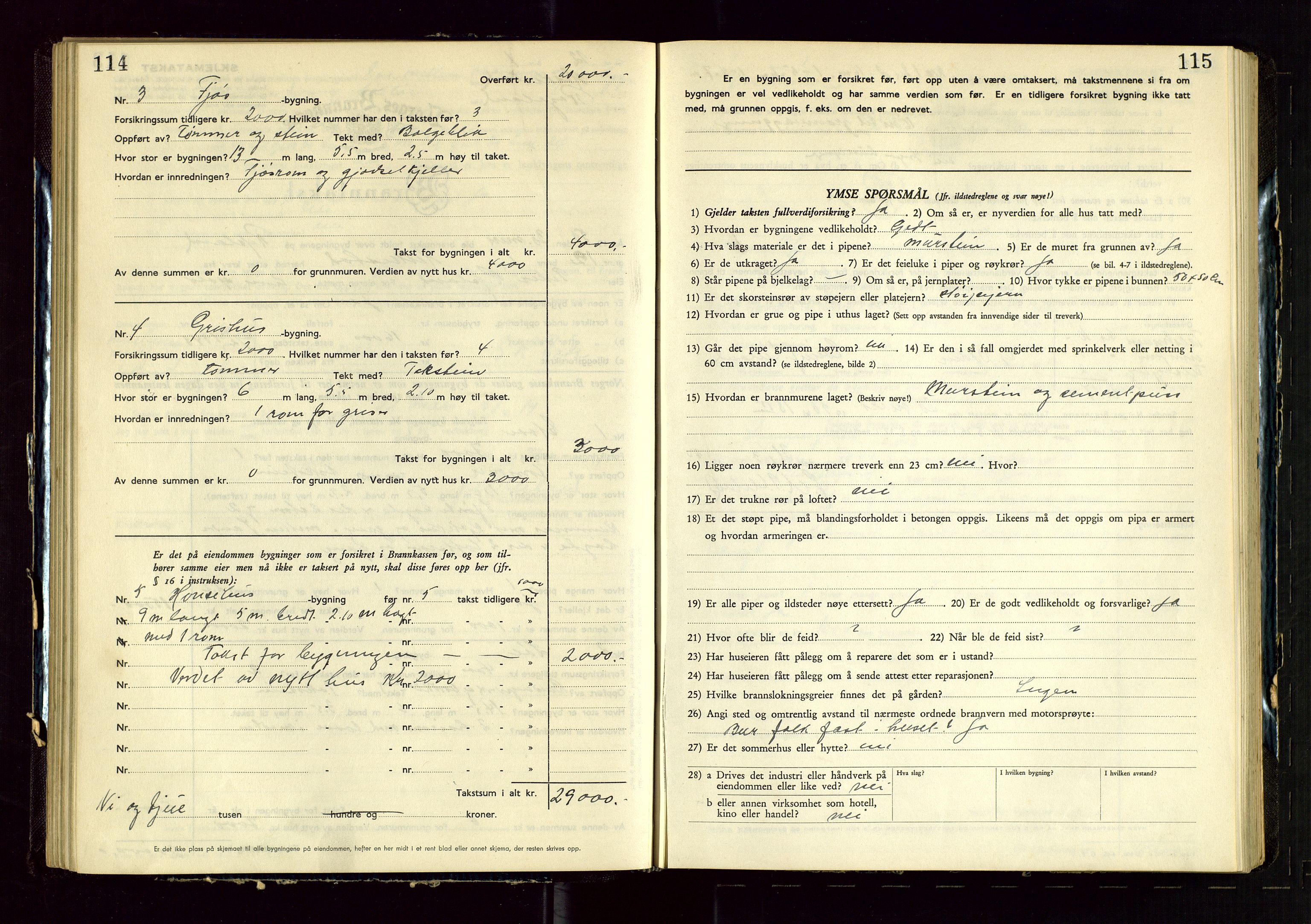 Heskestad lensmannskontor, SAST/A-100304/Gob/L0005: "Brandtakstprotokoll", 1946-1955, p. 114-115