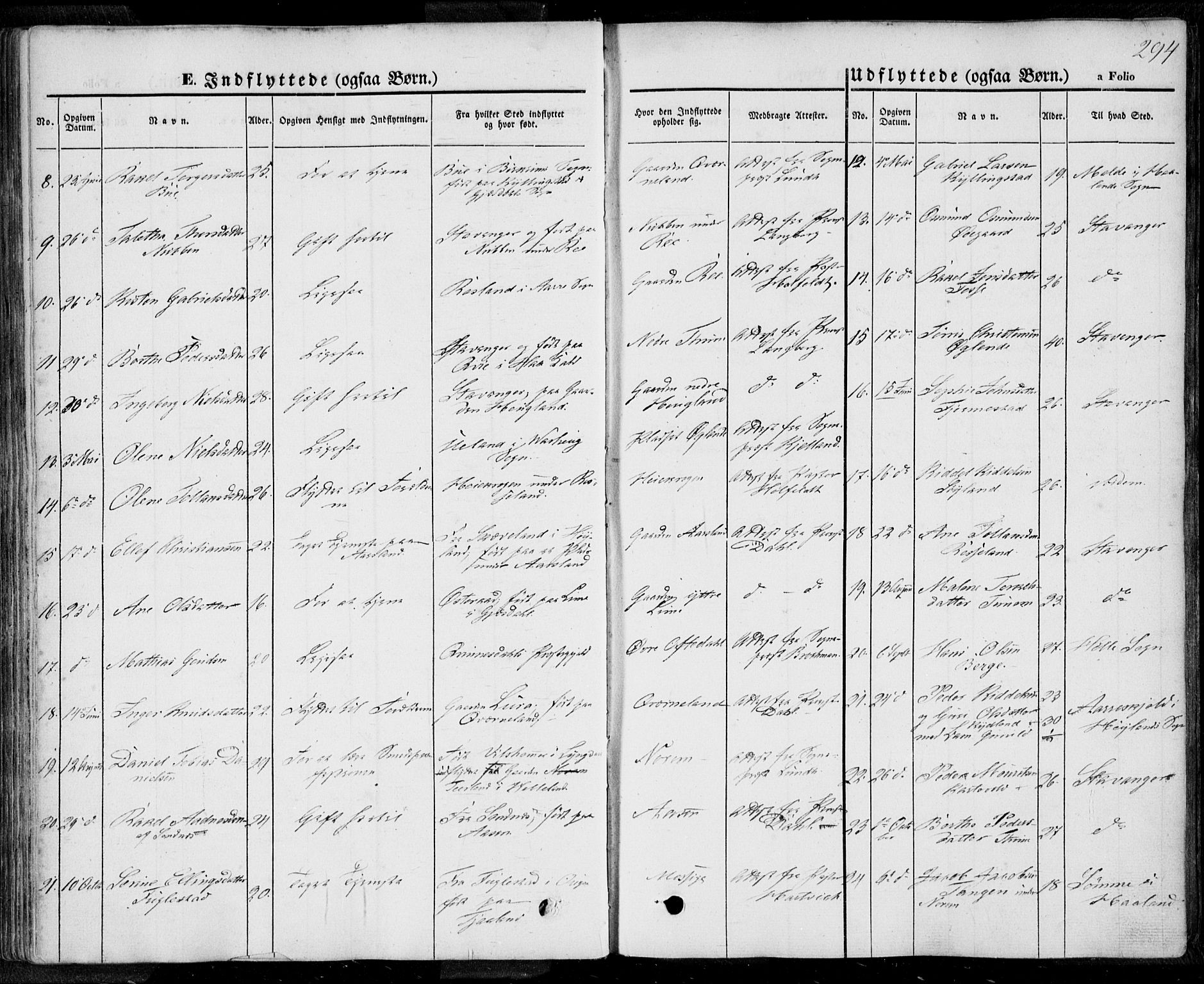 Lye sokneprestkontor, SAST/A-101794/001/30BA/L0006: Parish register (official) no. A 5.2, 1842-1855, p. 294