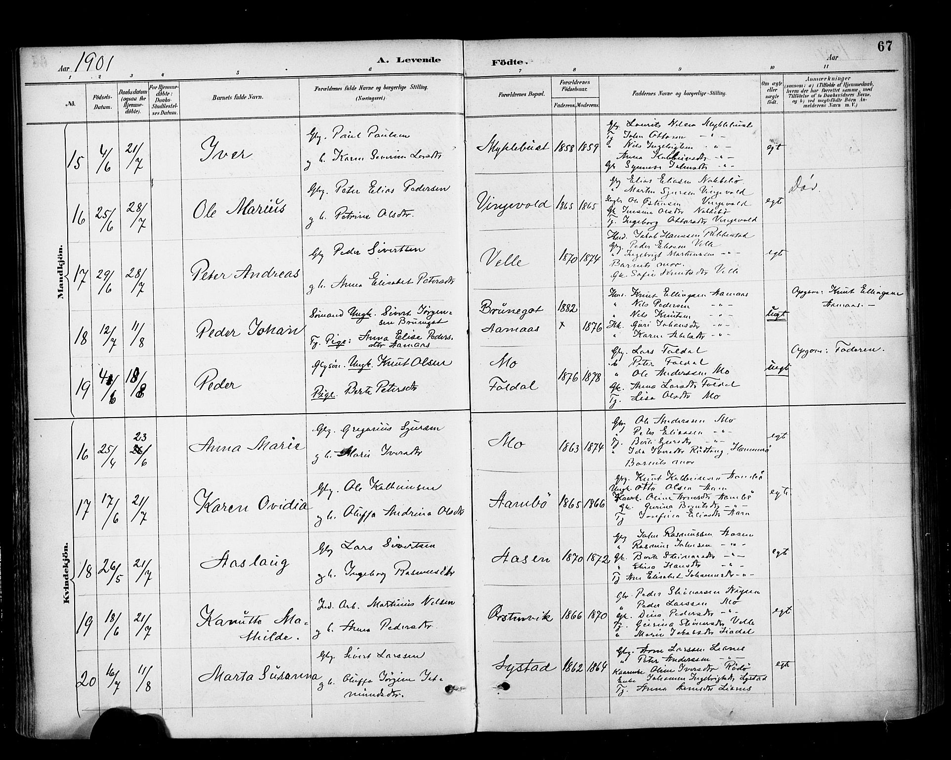 Ministerialprotokoller, klokkerbøker og fødselsregistre - Møre og Romsdal, AV/SAT-A-1454/513/L0177: Parish register (official) no. 513A04, 1890-1906, p. 67