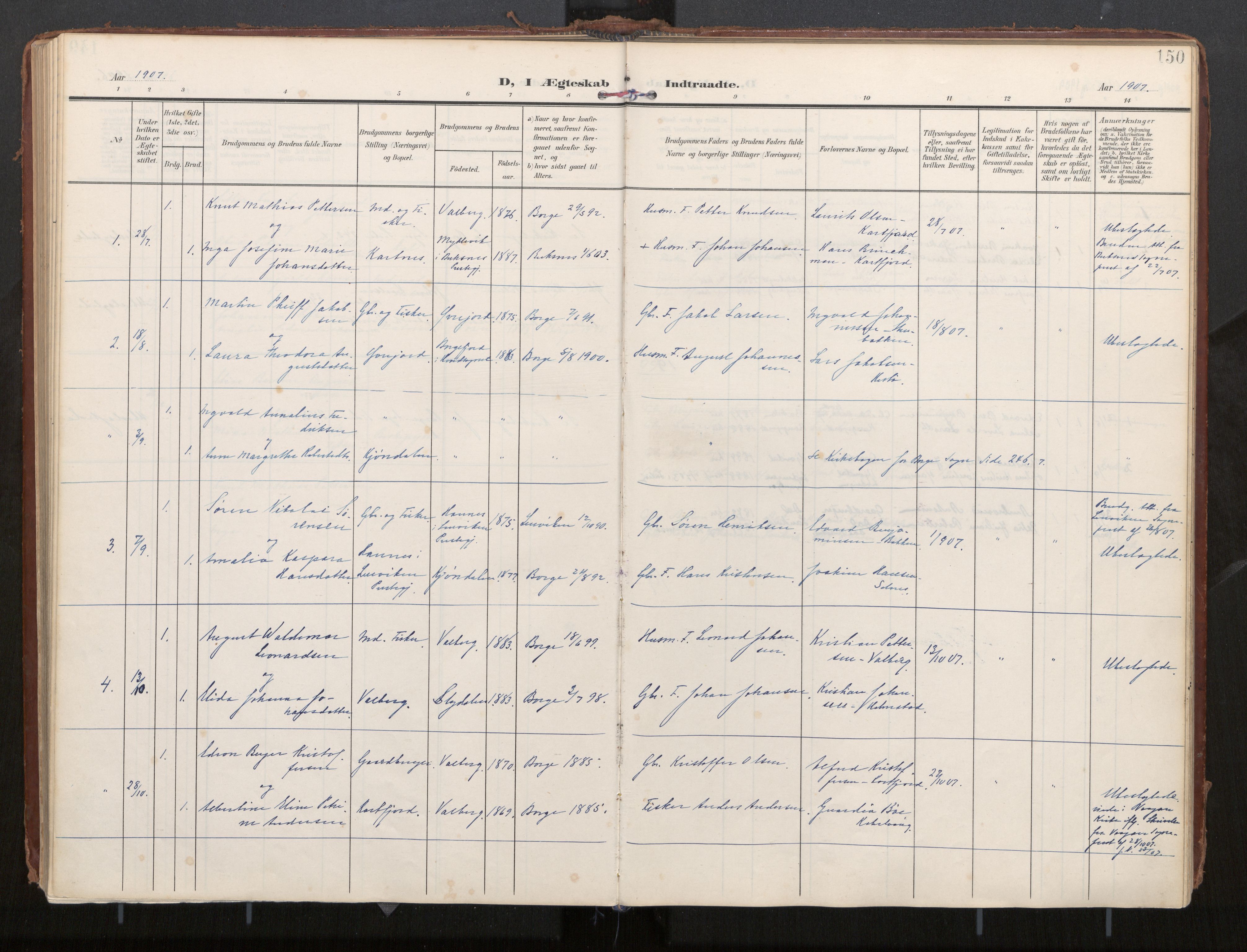 Ministerialprotokoller, klokkerbøker og fødselsregistre - Nordland, SAT/A-1459/884/L1194: Parish register (official) no. 884A02, 1906-1937, p. 150