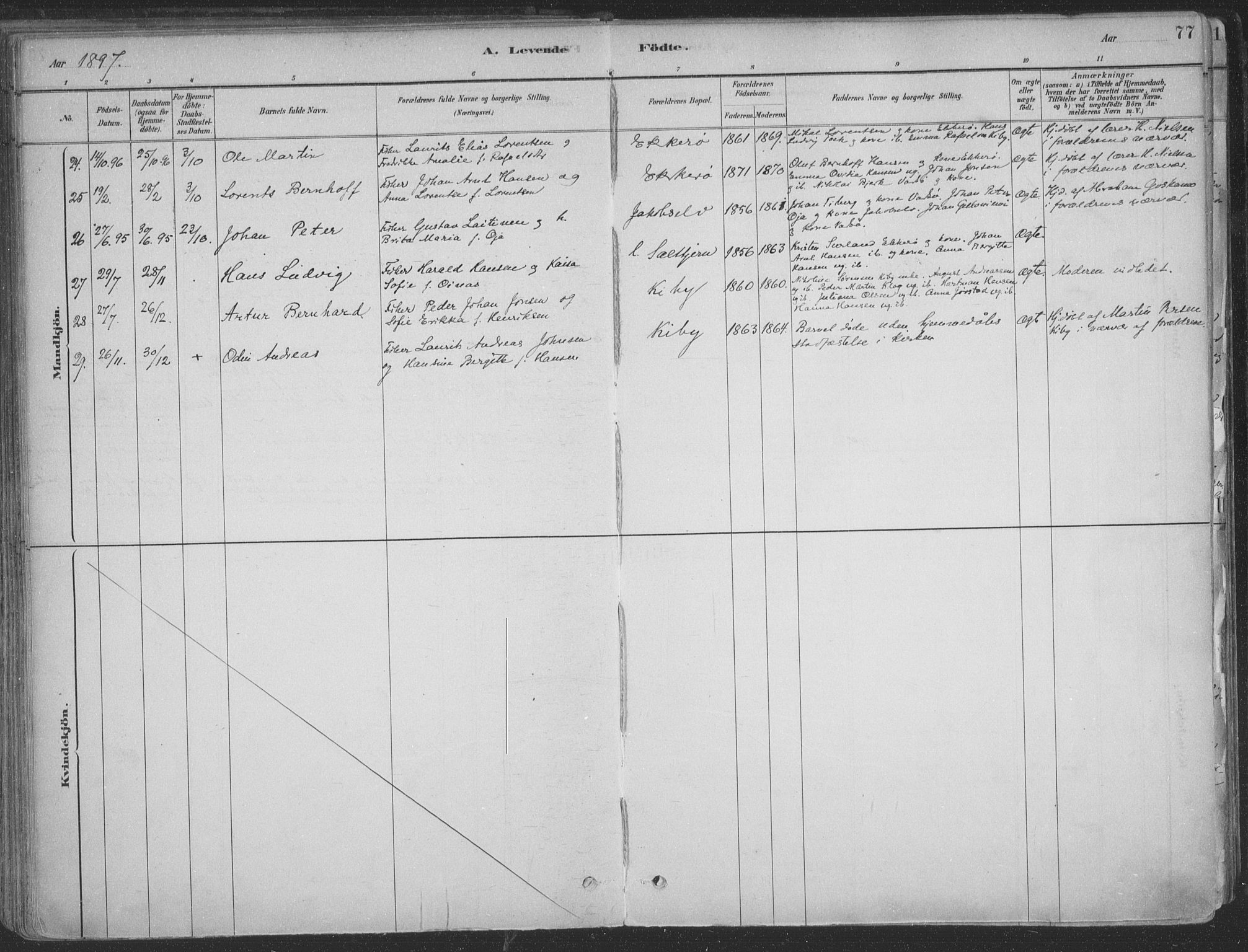 Vadsø sokneprestkontor, SATØ/S-1325/H/Ha/L0009kirke: Parish register (official) no. 9, 1881-1917, p. 77