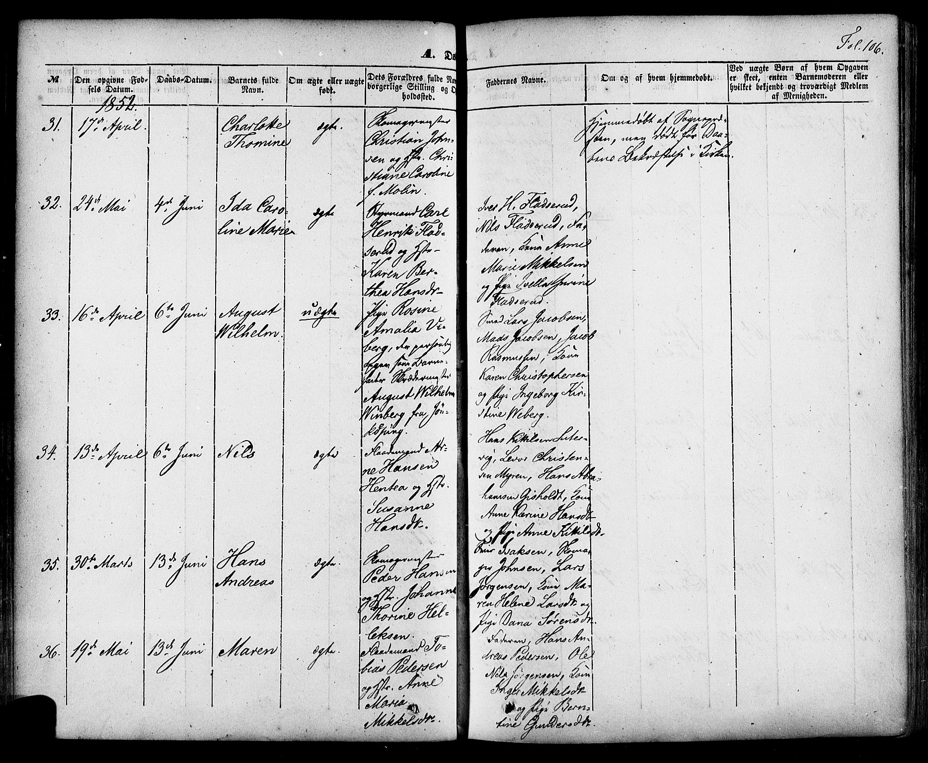Skien kirkebøker, SAKO/A-302/F/Fa/L0006a: Parish register (official) no. 6A, 1843-1856, p. 106