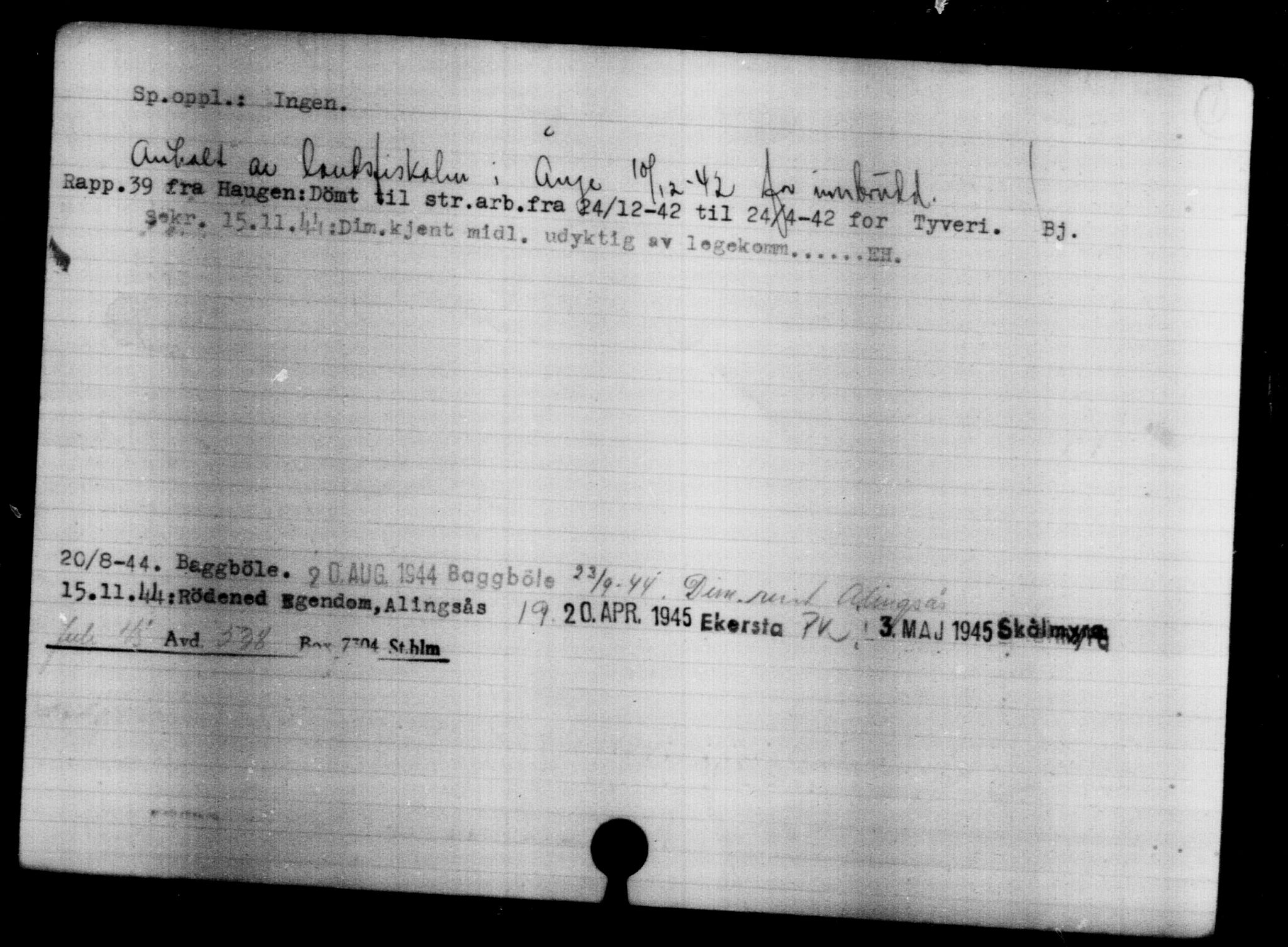 Den Kgl. Norske Legasjons Flyktningskontor, AV/RA-S-6753/V/Va/L0004: Kjesäterkartoteket.  Flyktningenr. 3496-6610, 1940-1945, p. 2587