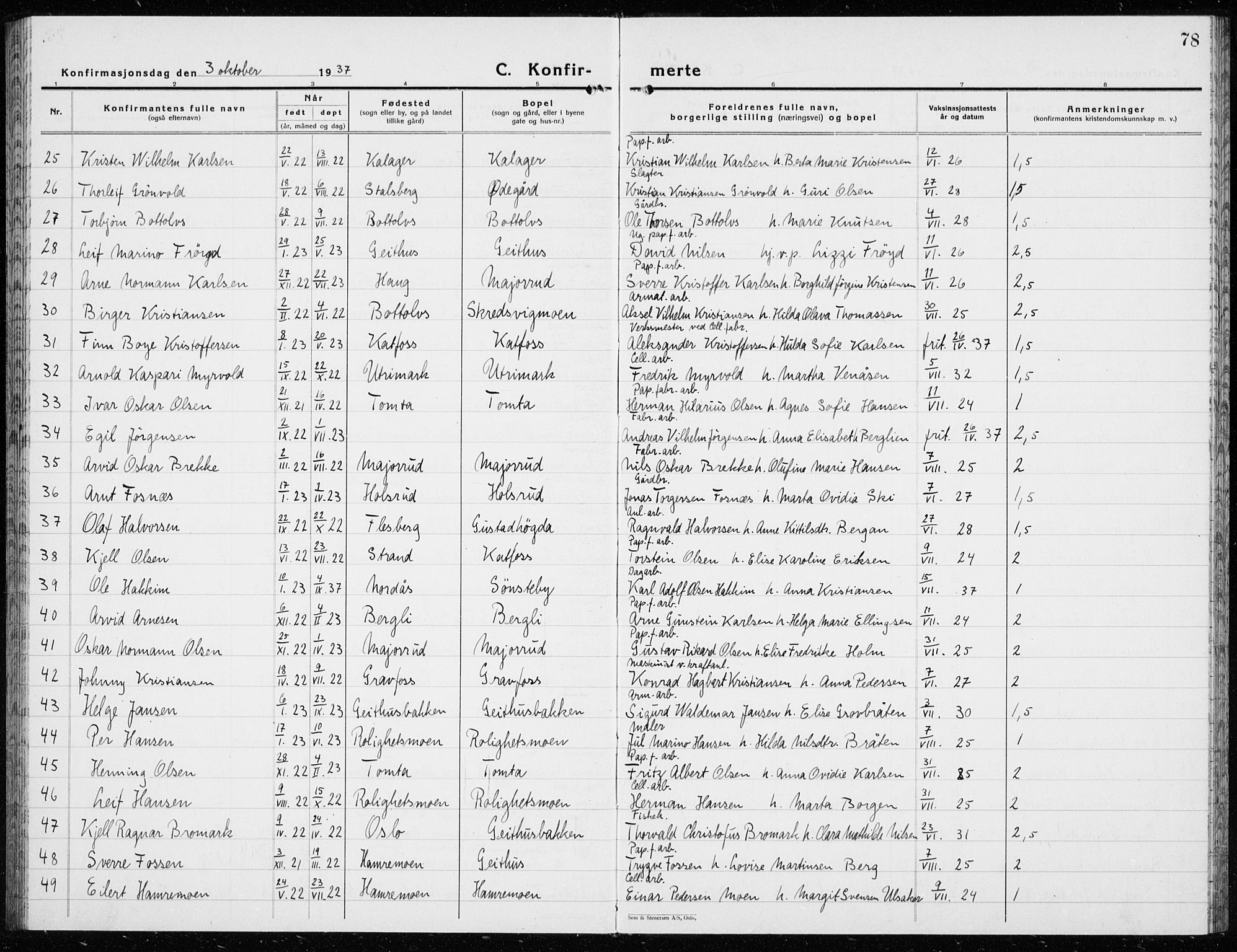 Modum kirkebøker, AV/SAKO-A-234/G/Ga/L0013: Parish register (copy) no. I 13, 1925-1938, p. 78