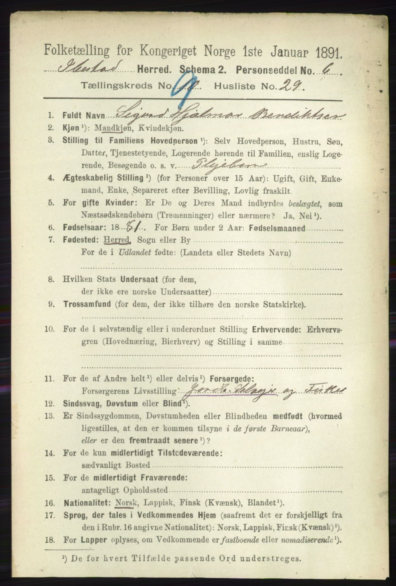 RA, 1891 census for 1917 Ibestad, 1891, p. 6151