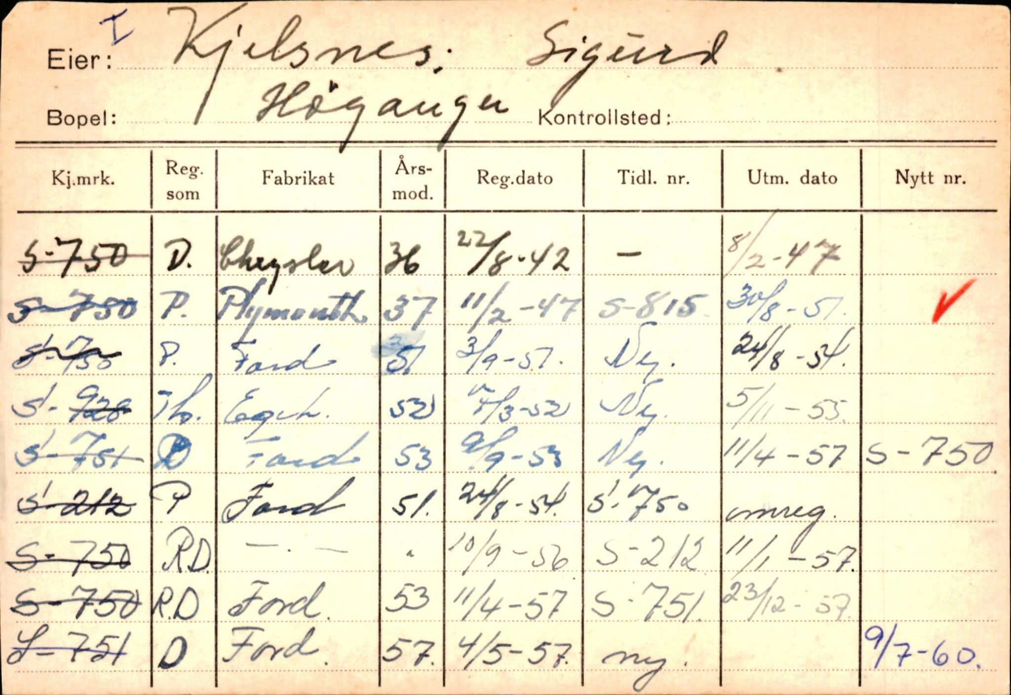Statens vegvesen, Sogn og Fjordane vegkontor, AV/SAB-A-5301/4/F/L0130: Eigarregister Eid T-Å. Høyanger A-O, 1945-1975, p. 1724