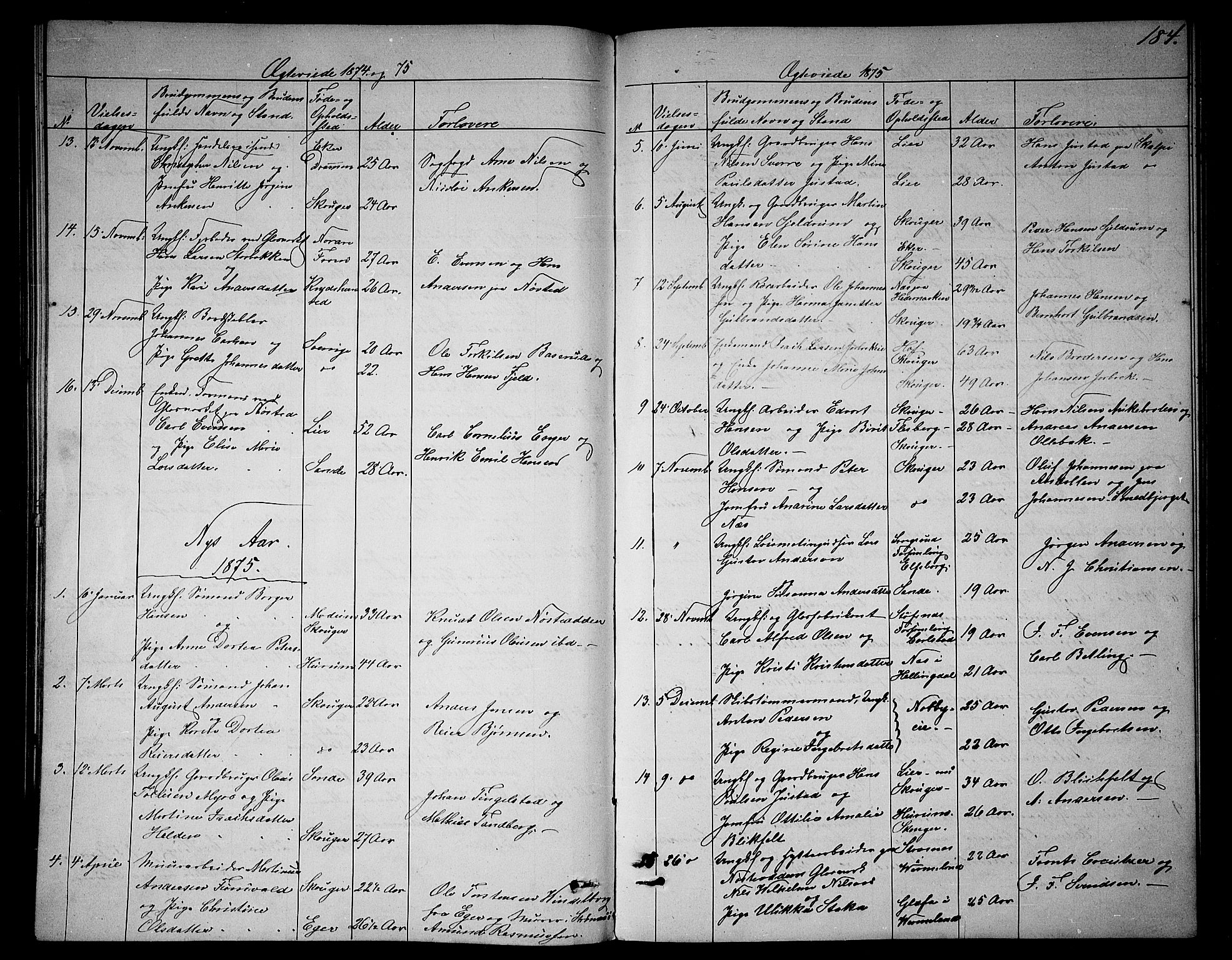 Skoger kirkebøker, AV/SAKO-A-59/G/Ga/L0002: Parish register (copy) no. I 2, 1860-1880, p. 184