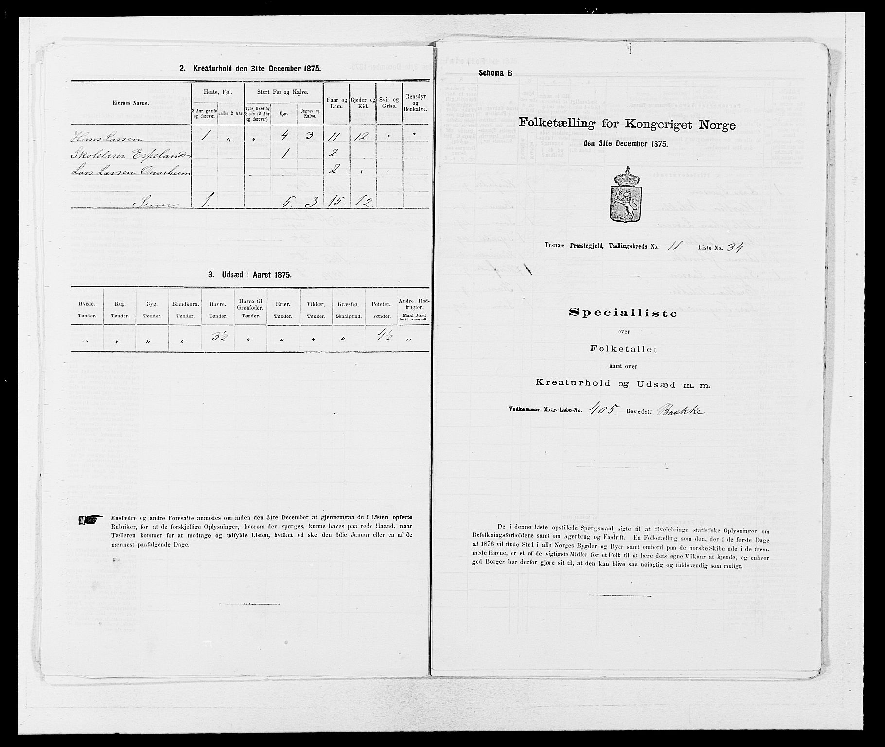 SAB, 1875 census for 1223P Tysnes, 1875, p. 1348