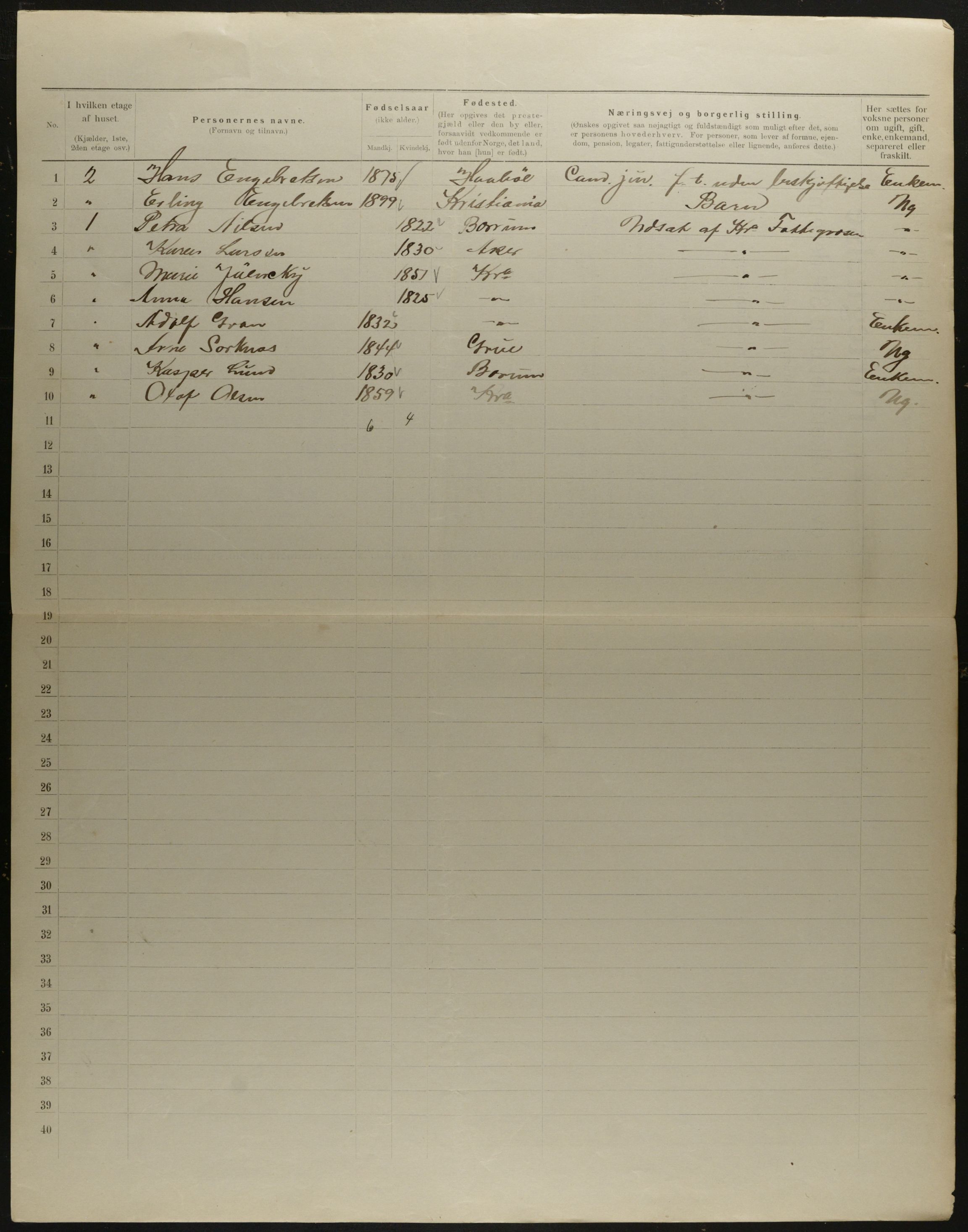 OBA, Municipal Census 1901 for Kristiania, 1901, p. 10909