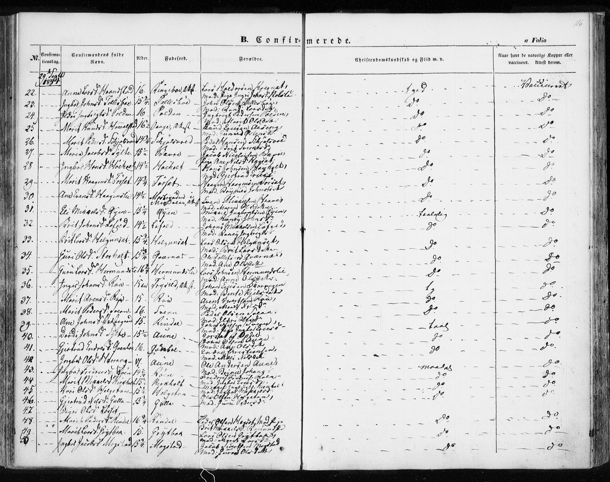 Ministerialprotokoller, klokkerbøker og fødselsregistre - Møre og Romsdal, SAT/A-1454/595/L1043: Parish register (official) no. 595A05, 1843-1851, p. 116