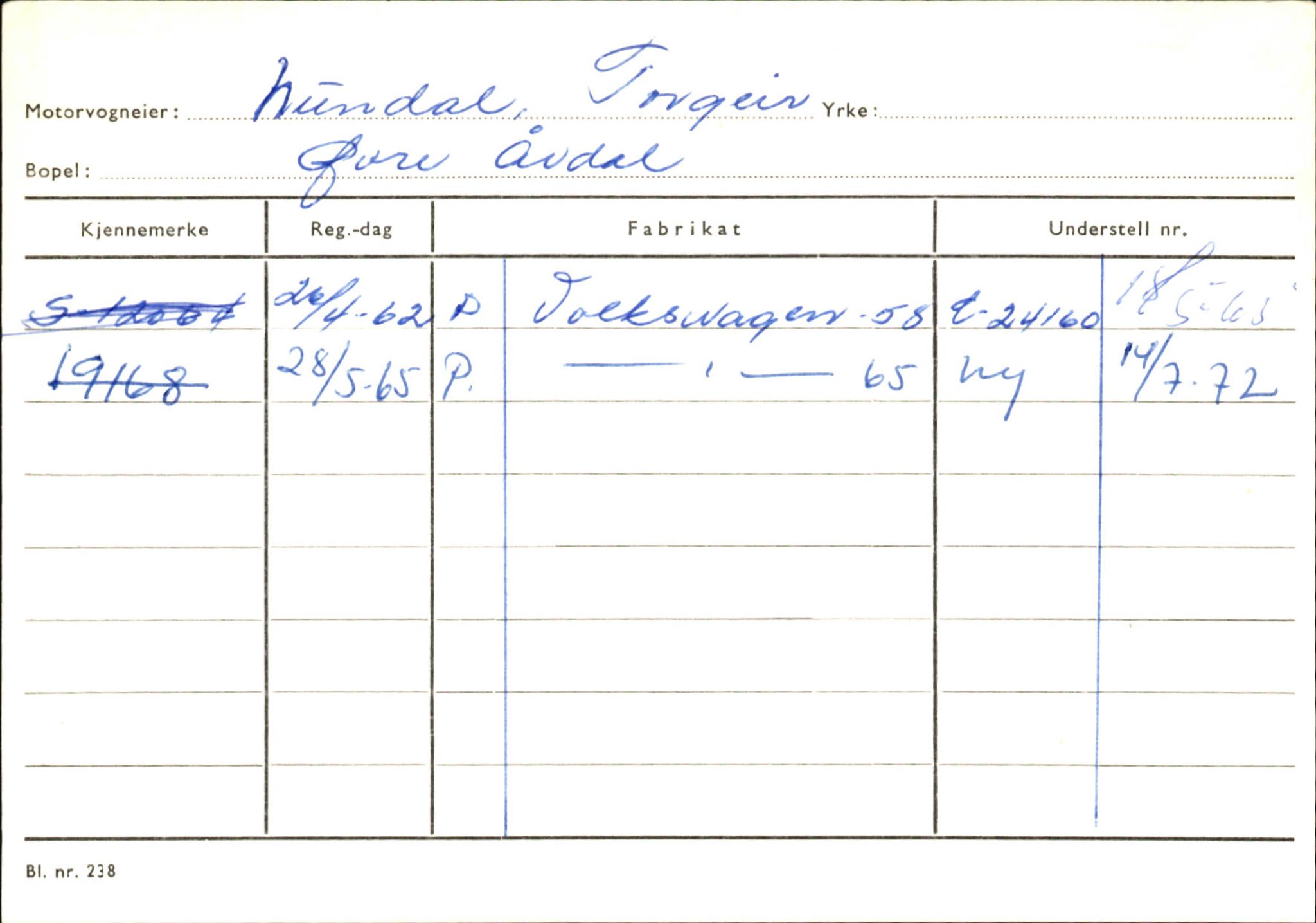 Statens vegvesen, Sogn og Fjordane vegkontor, AV/SAB-A-5301/4/F/L0145: Registerkort Vågsøy S-Å. Årdal I-P, 1945-1975, p. 2167