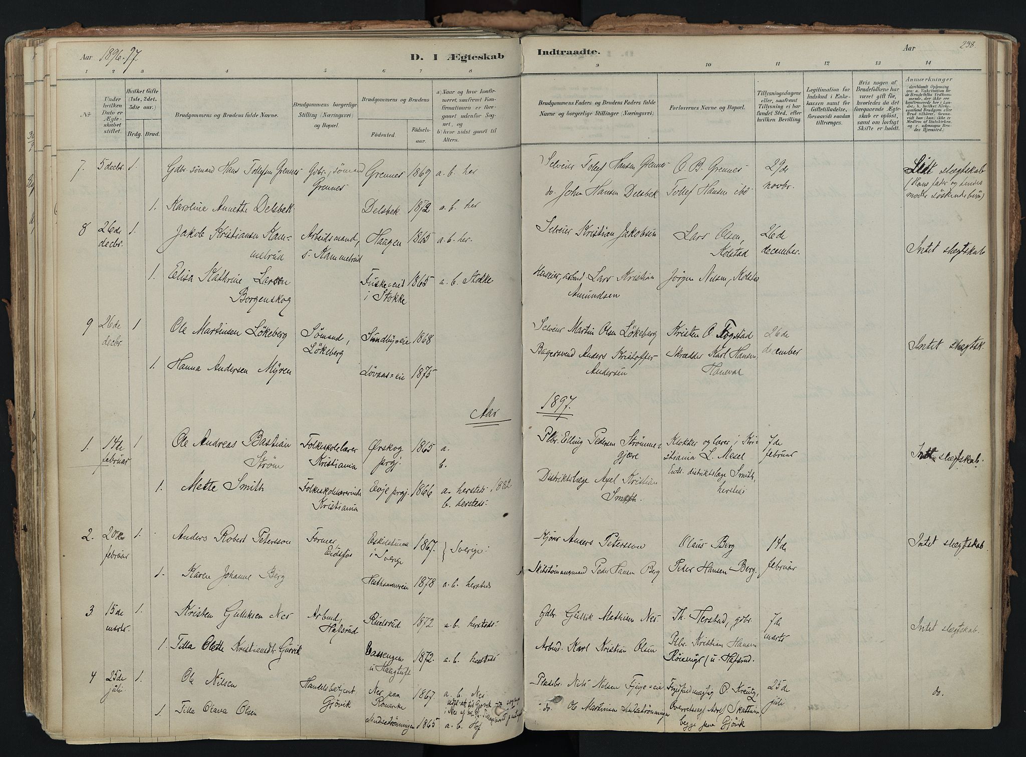 Hof kirkebøker, AV/SAKO-A-64/F/Fa/L0007: Parish register (official) no. I 7, 1878-1940, p. 238