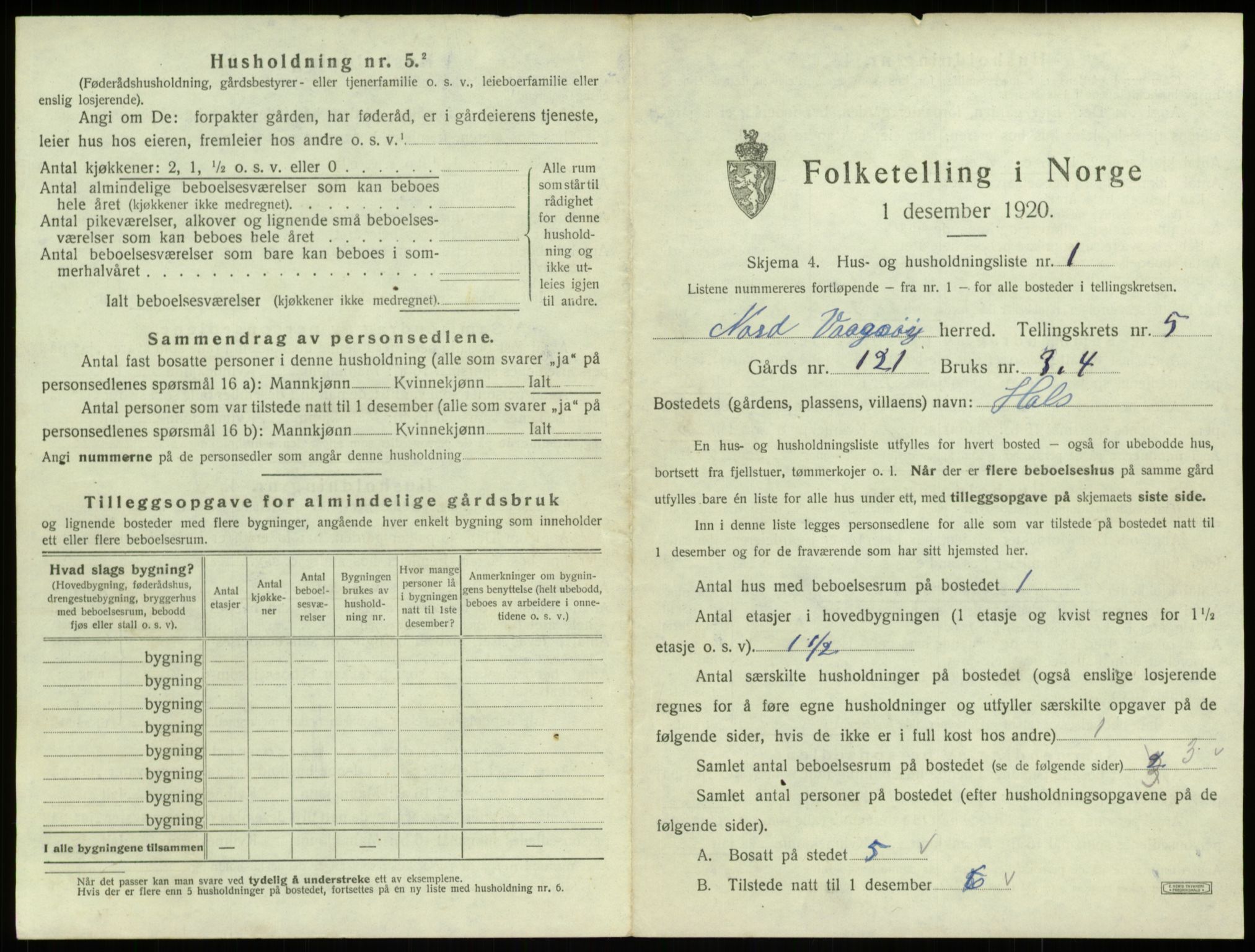 SAB, 1920 census for Nord-Vågsøy, 1920, p. 248