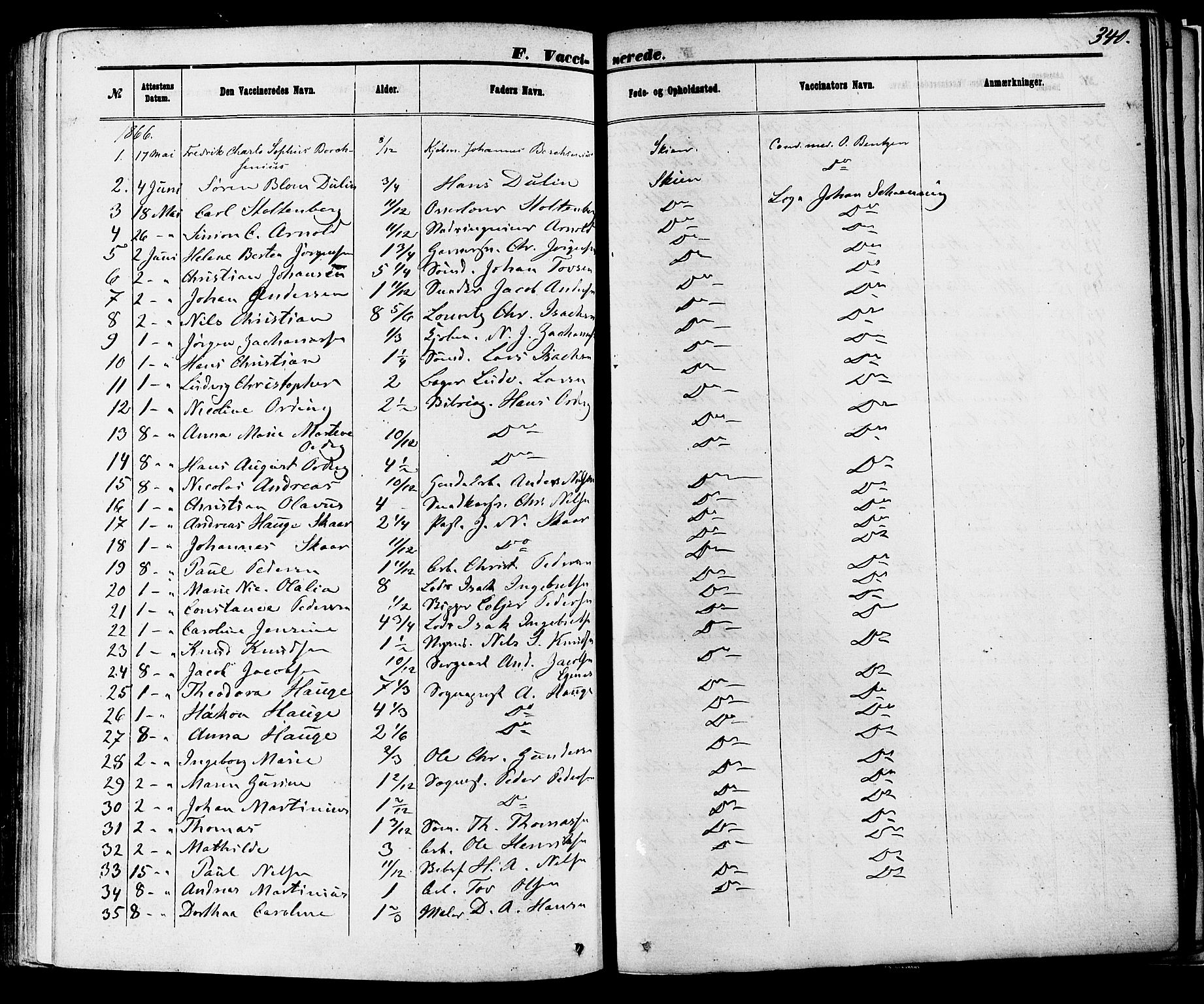 Skien kirkebøker, SAKO/A-302/F/Fa/L0008: Parish register (official) no. 8, 1866-1877, p. 340