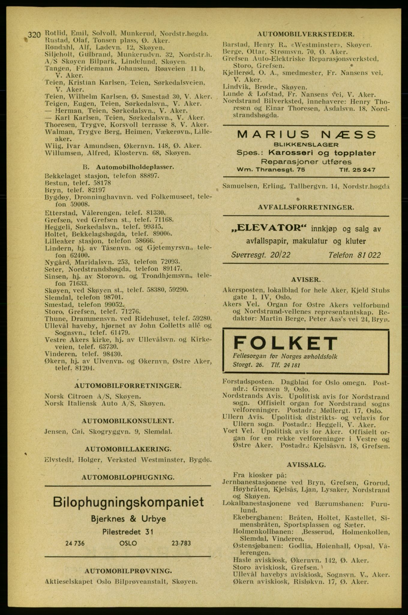 Aker adressebok/adressekalender, PUBL/001/A/005: Aker adressebok, 1934-1935, p. 320
