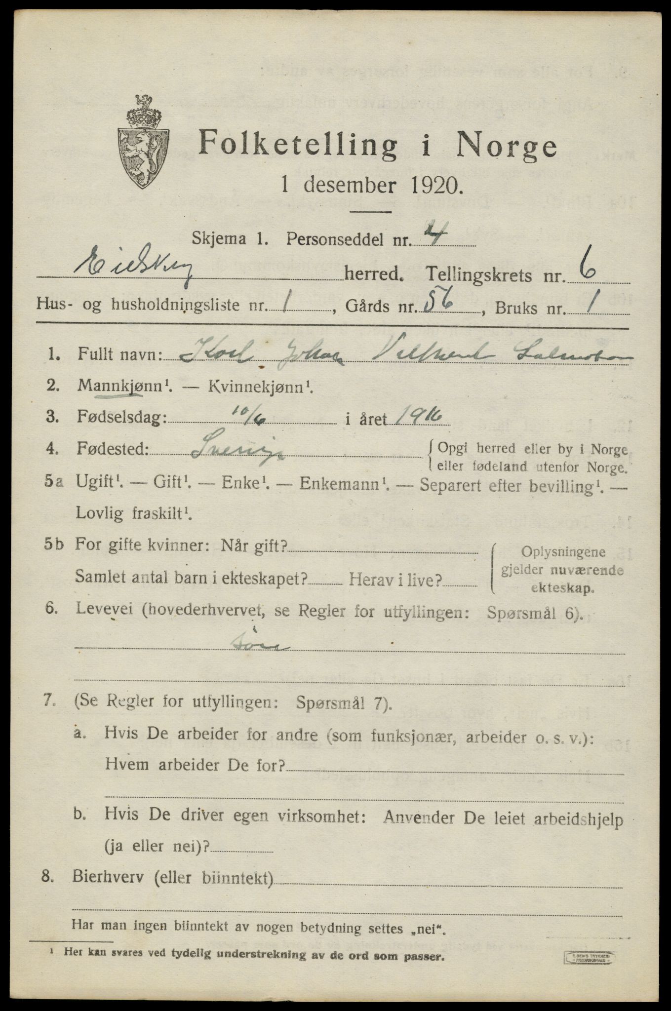 SAH, 1920 census for Eidskog, 1920, p. 6371