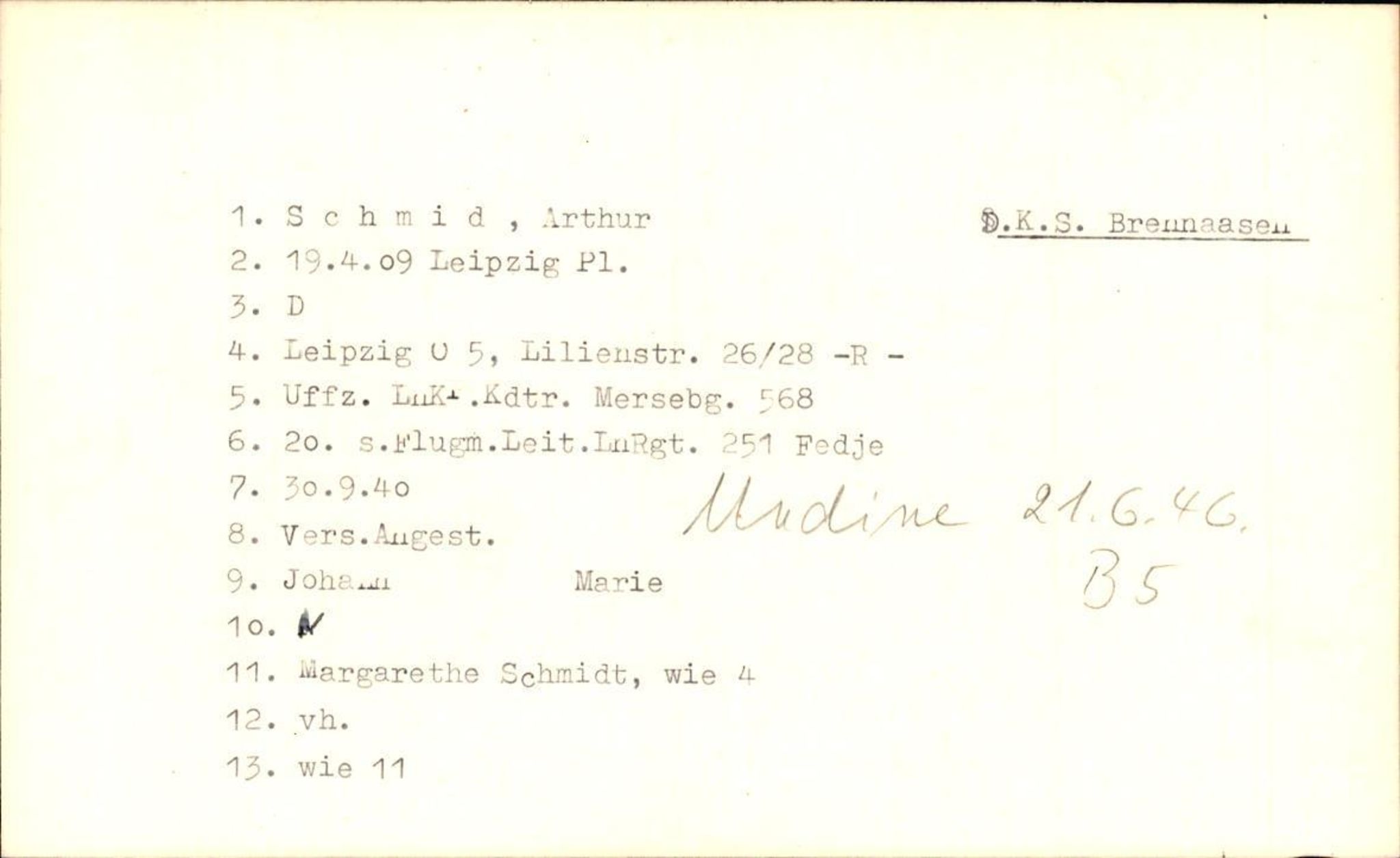Hjemsendte tyskere , RA/RAFA-6487/D/Db/L0024: Schmidt-Schulz, 1945-1947, p. 2