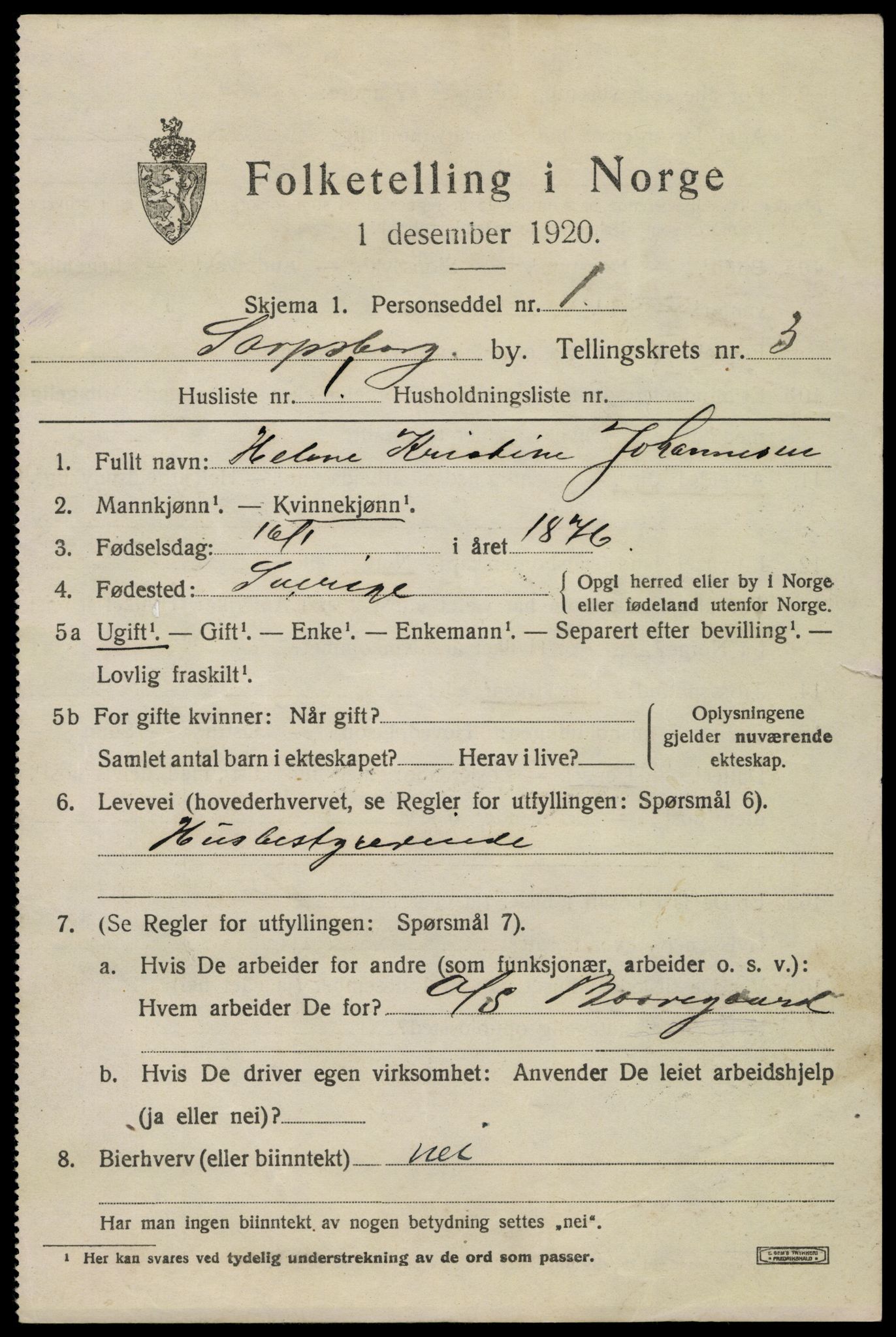 SAO, 1920 census for Sarpsborg, 1920, p. 10680