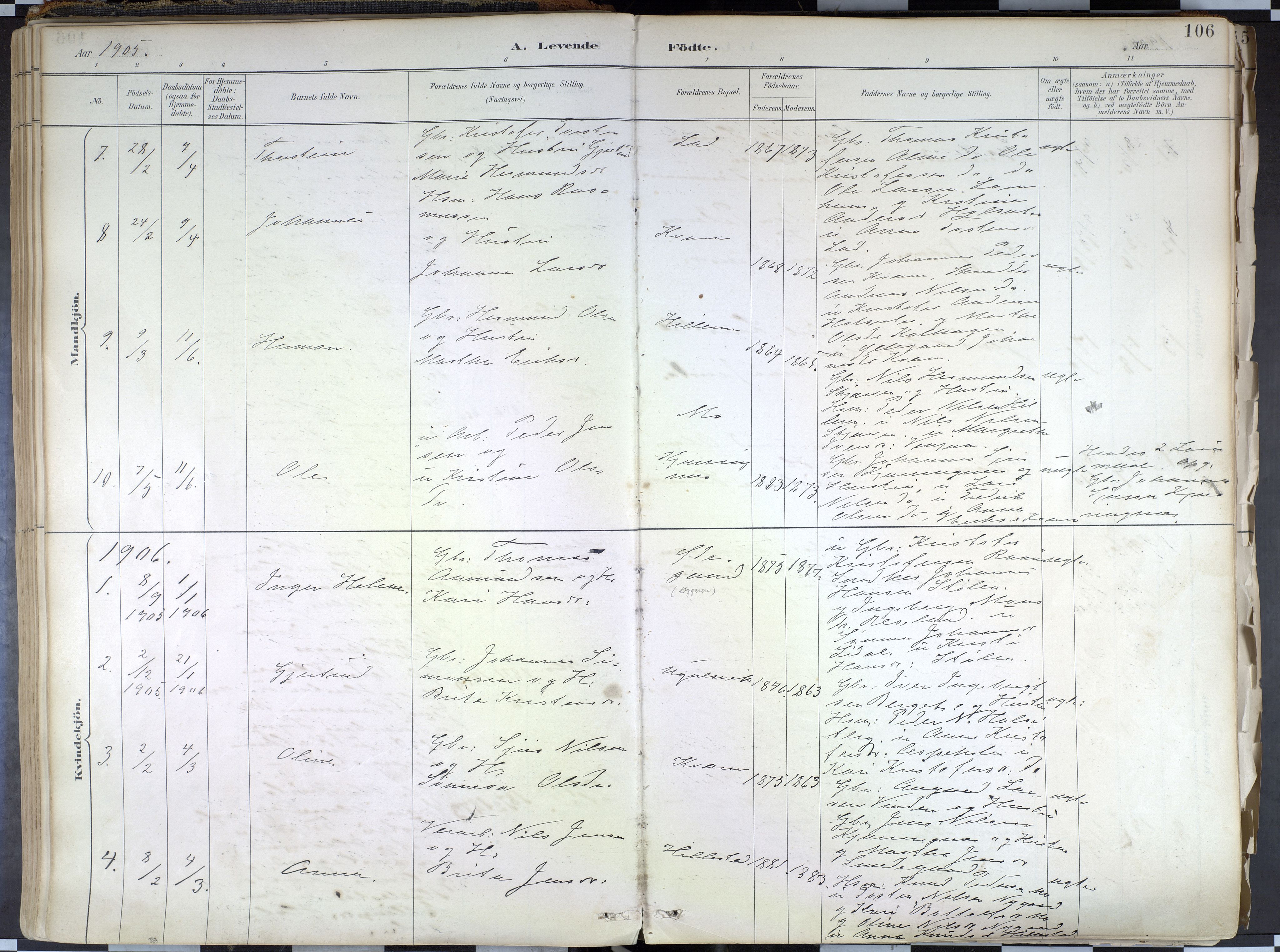 Hafslo sokneprestembete, AV/SAB-A-80301/H/Haa/Haab/L0001: Parish register (official) no. B 1, 1886-1945, p. 106