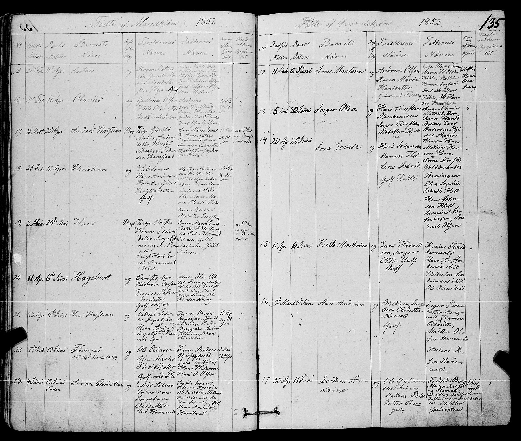 Ramnes kirkebøker, SAKO/A-314/F/Fa/L0005: Parish register (official) no. I 5, 1841-1861, p. 134-135