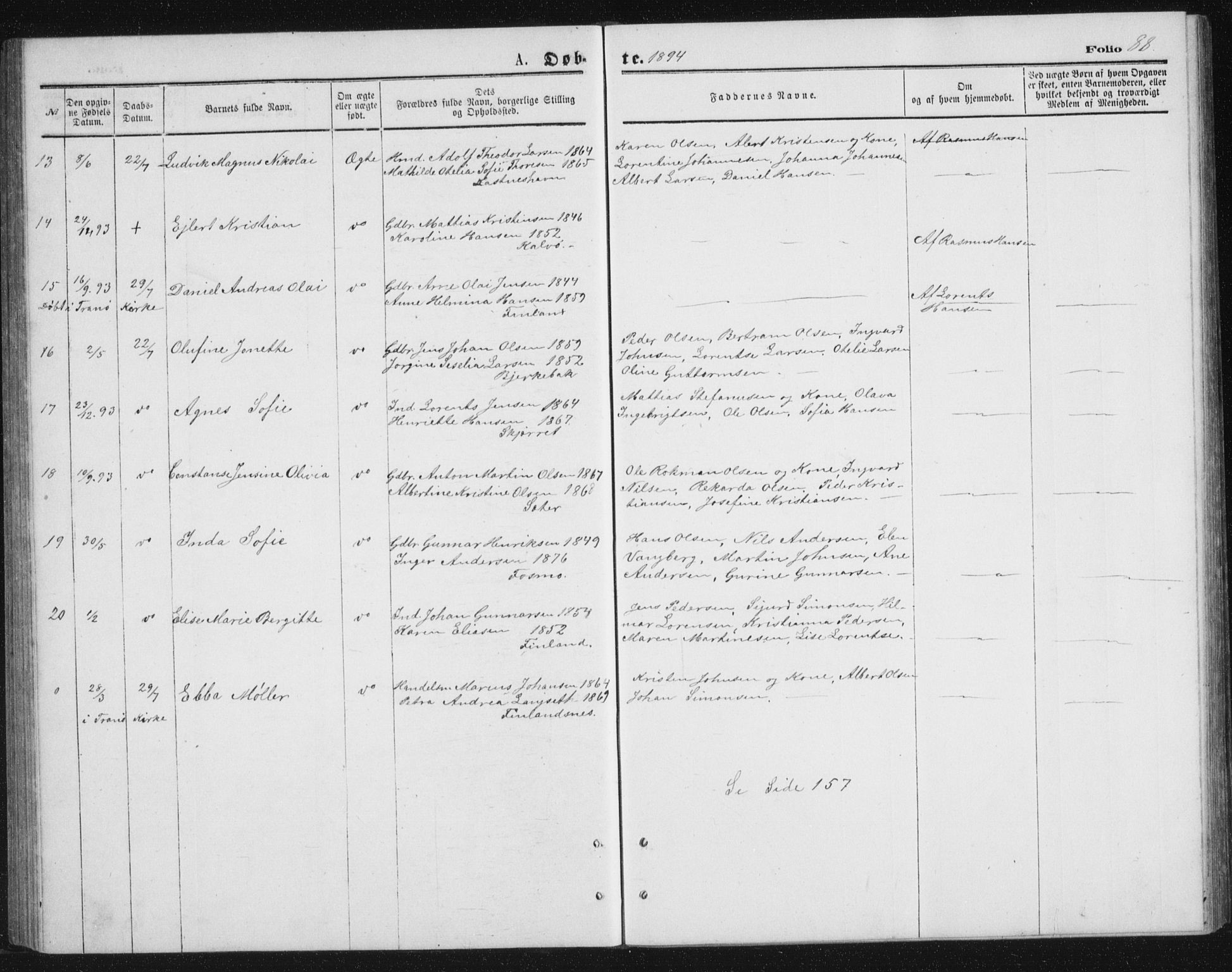 Tranøy sokneprestkontor, AV/SATØ-S-1313/I/Ia/Iab/L0013klokker: Parish register (copy) no. 13, 1874-1896, p. 88