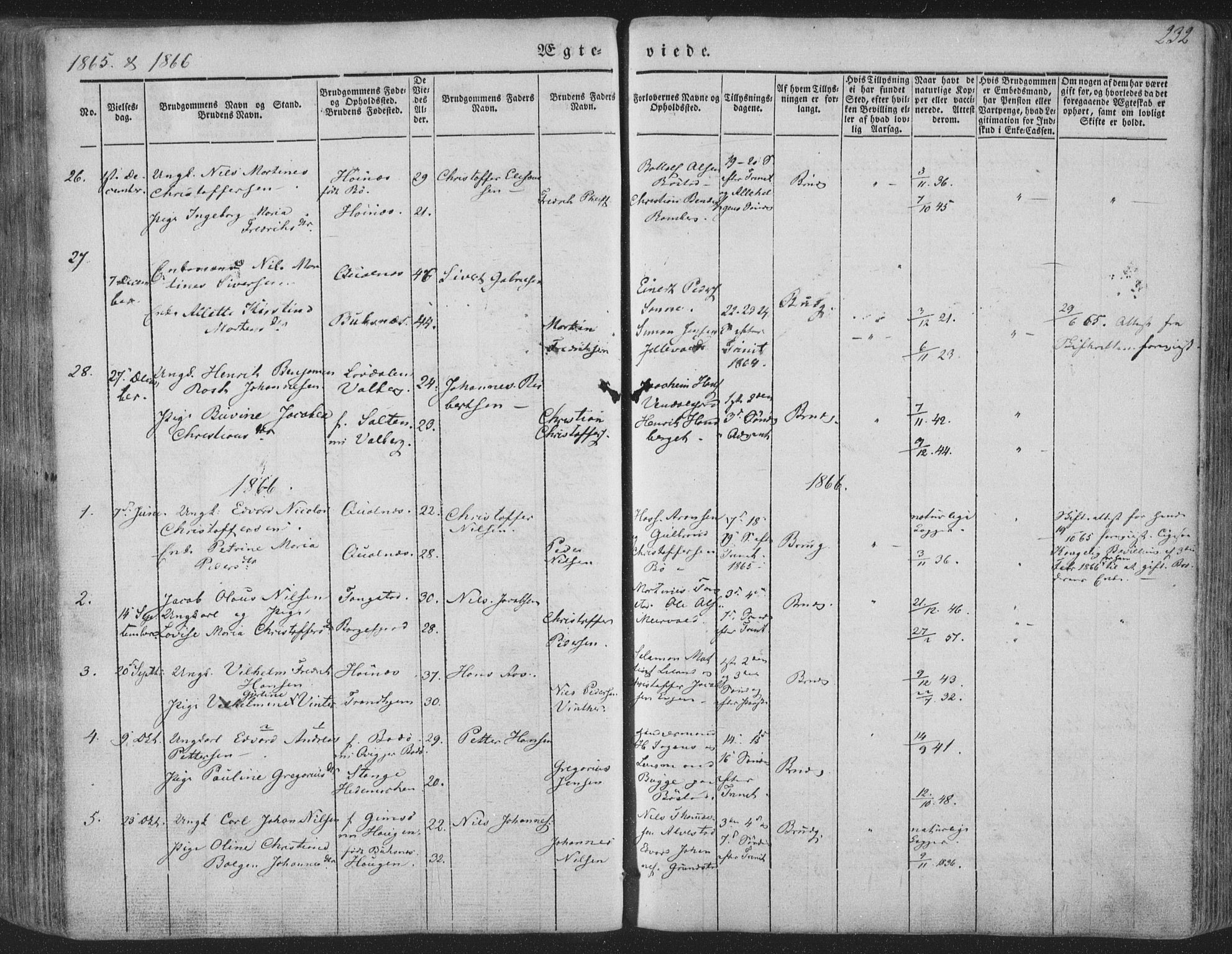 Ministerialprotokoller, klokkerbøker og fødselsregistre - Nordland, AV/SAT-A-1459/880/L1131: Parish register (official) no. 880A05, 1844-1868, p. 232