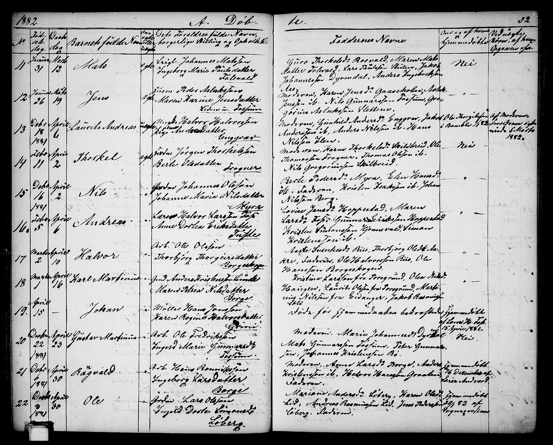 Gjerpen kirkebøker, AV/SAKO-A-265/G/Ga/L0001: Parish register (copy) no. I 1, 1864-1882, p. 82