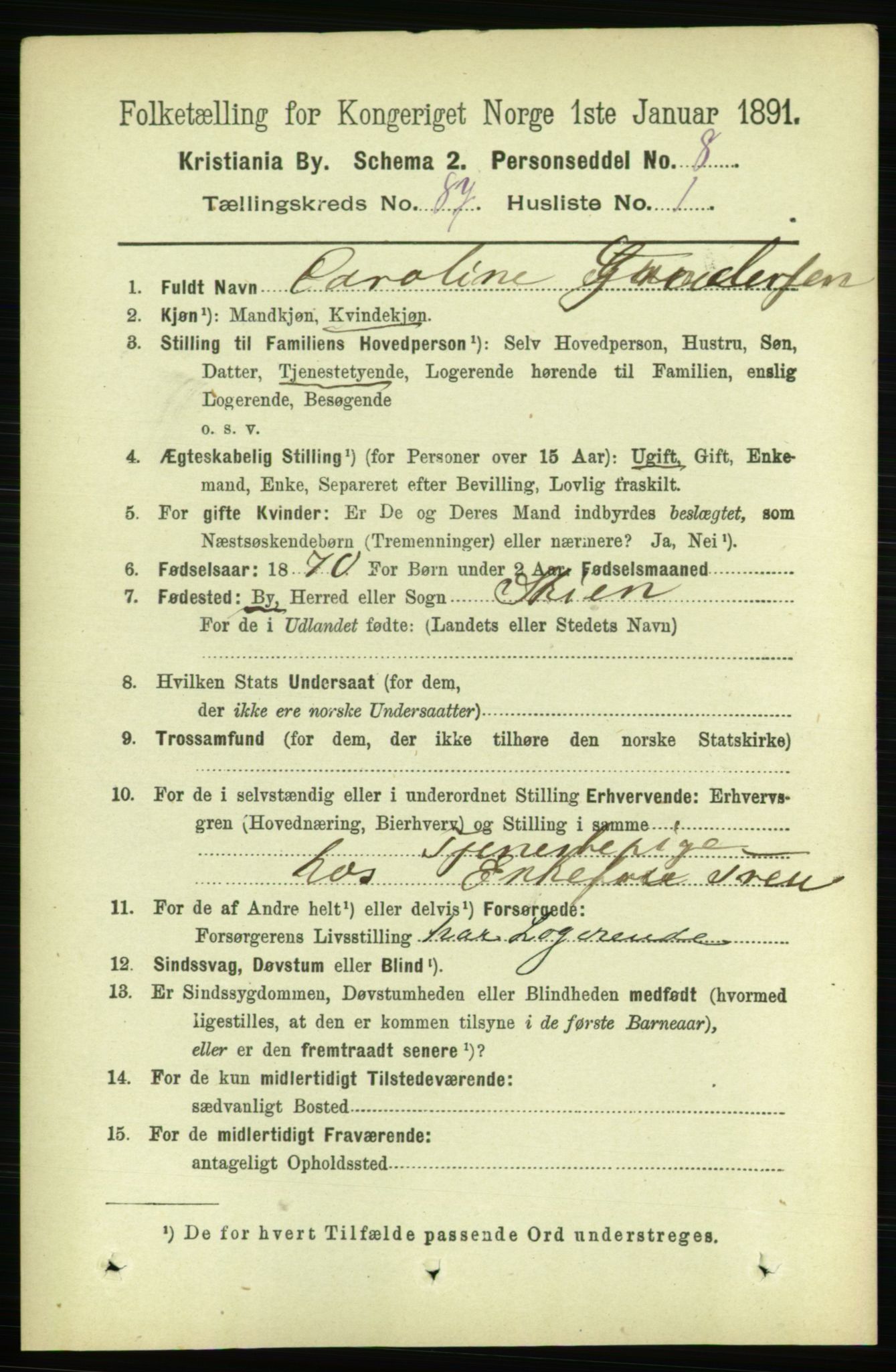 RA, 1891 census for 0301 Kristiania, 1891, p. 43427