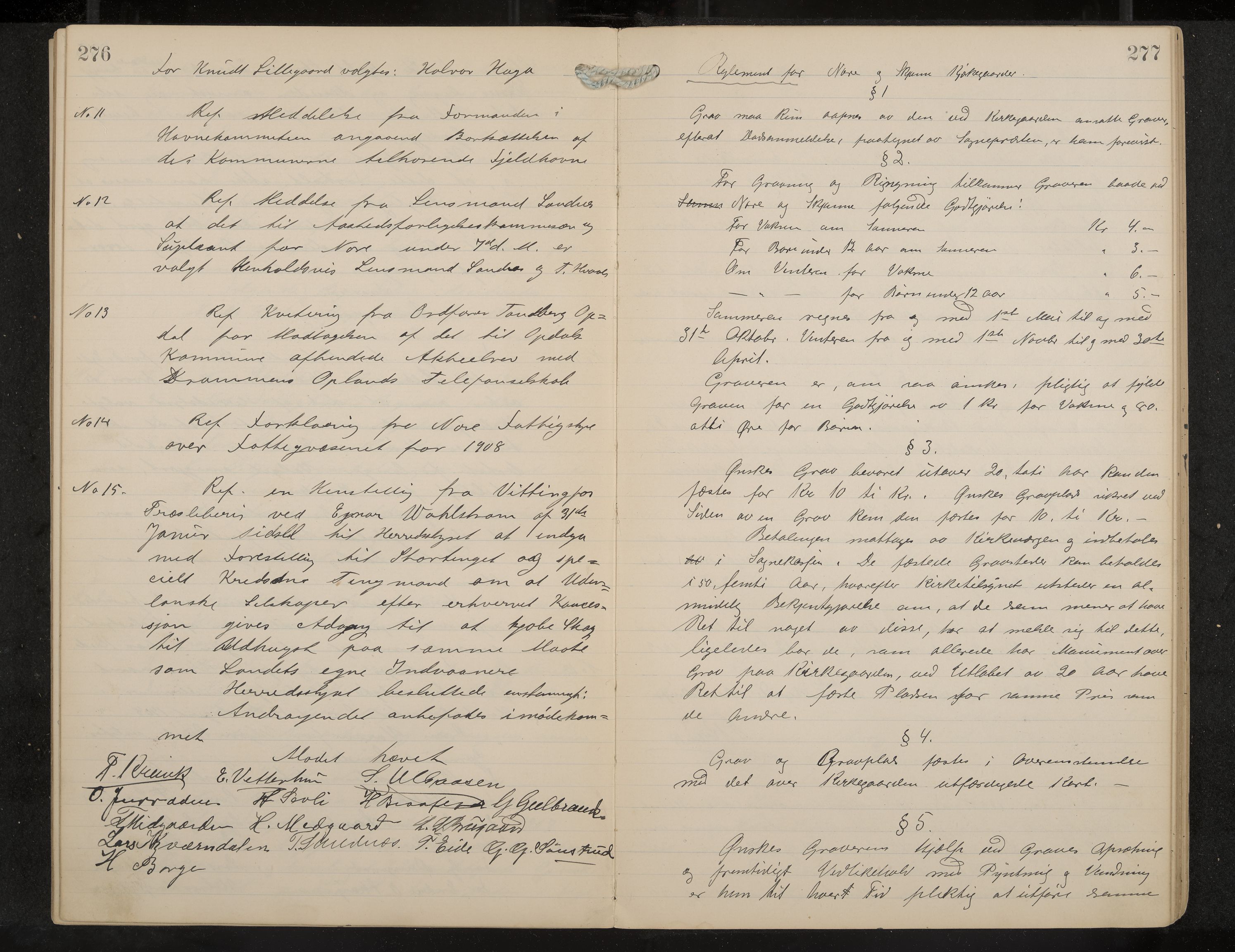 Nore formannskap og sentraladministrasjon, IKAK/0633021-2/A/Aa/L0001: Møtebok, 1901-1911, p. 276-277