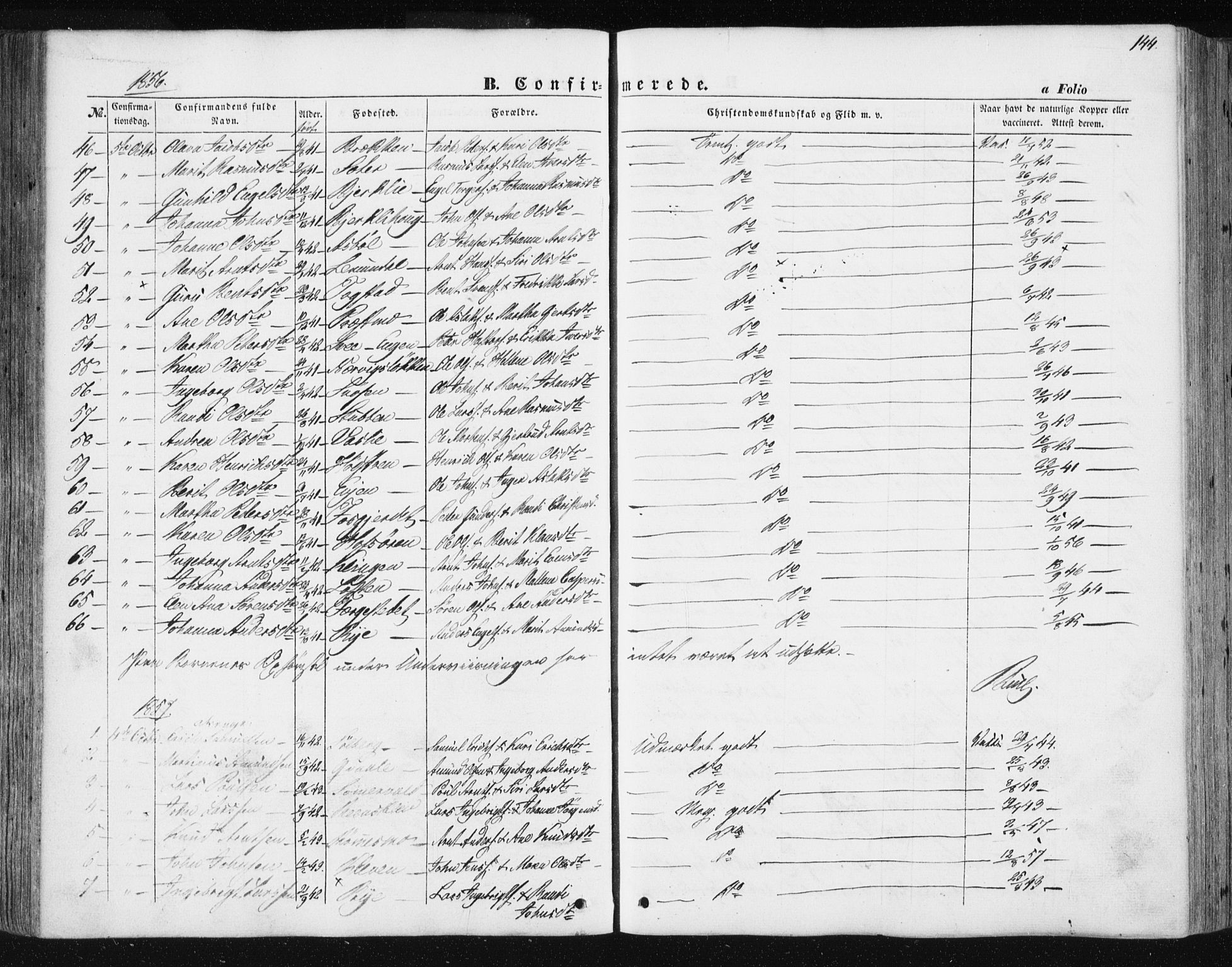 Ministerialprotokoller, klokkerbøker og fødselsregistre - Sør-Trøndelag, SAT/A-1456/668/L0806: Parish register (official) no. 668A06, 1854-1869, p. 144