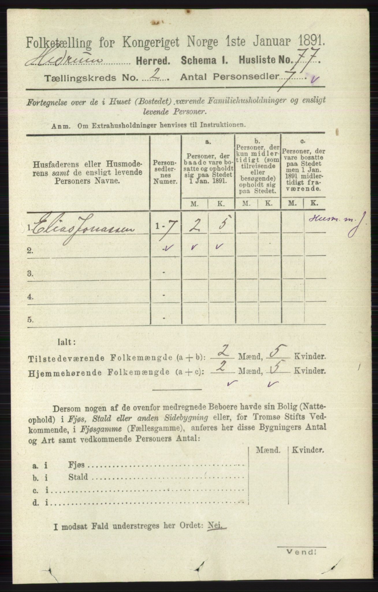 RA, 1891 census for 0727 Hedrum, 1891, p. 360