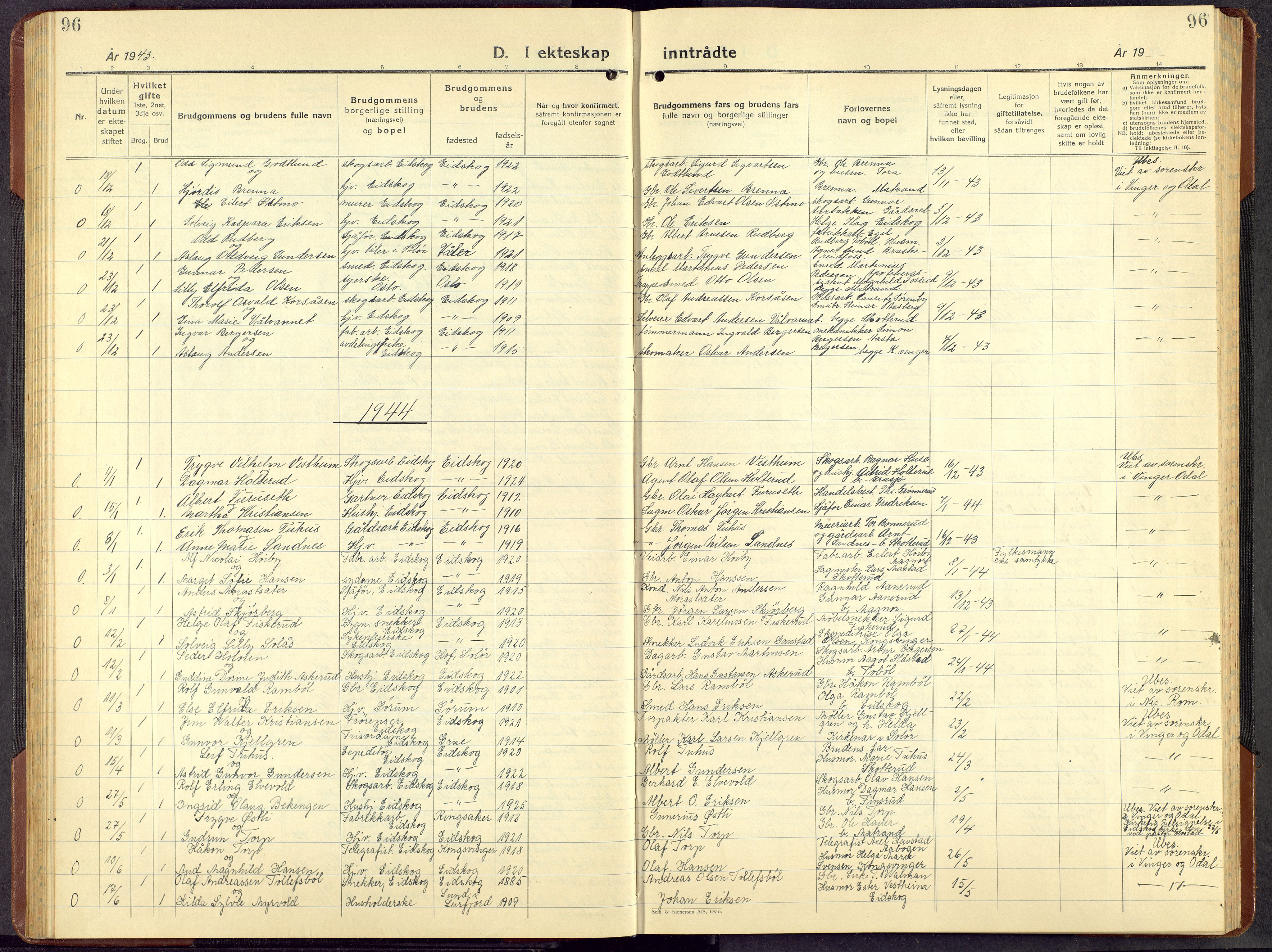 Eidskog prestekontor, AV/SAH-PREST-026/H/Ha/Hab/L0008: Parish register (copy) no. 8, 1938-1959, p. 96