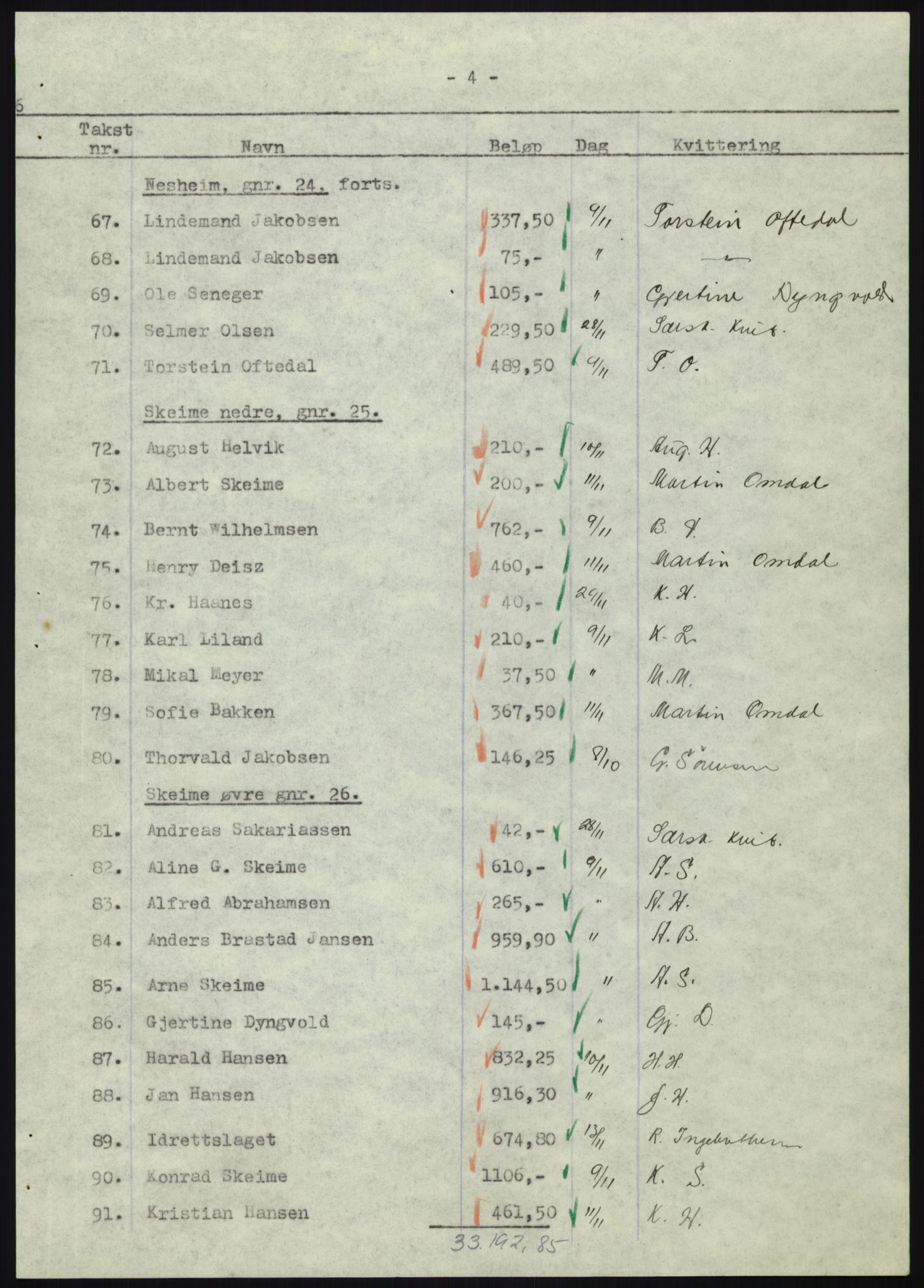 Forsvarsdepartementet, 10. kontor / Oppgjørskontoret, AV/RA-RAFA-1225/D/Db/L0180: Lista oppgjørskontor, 1942-1952, p. 1152